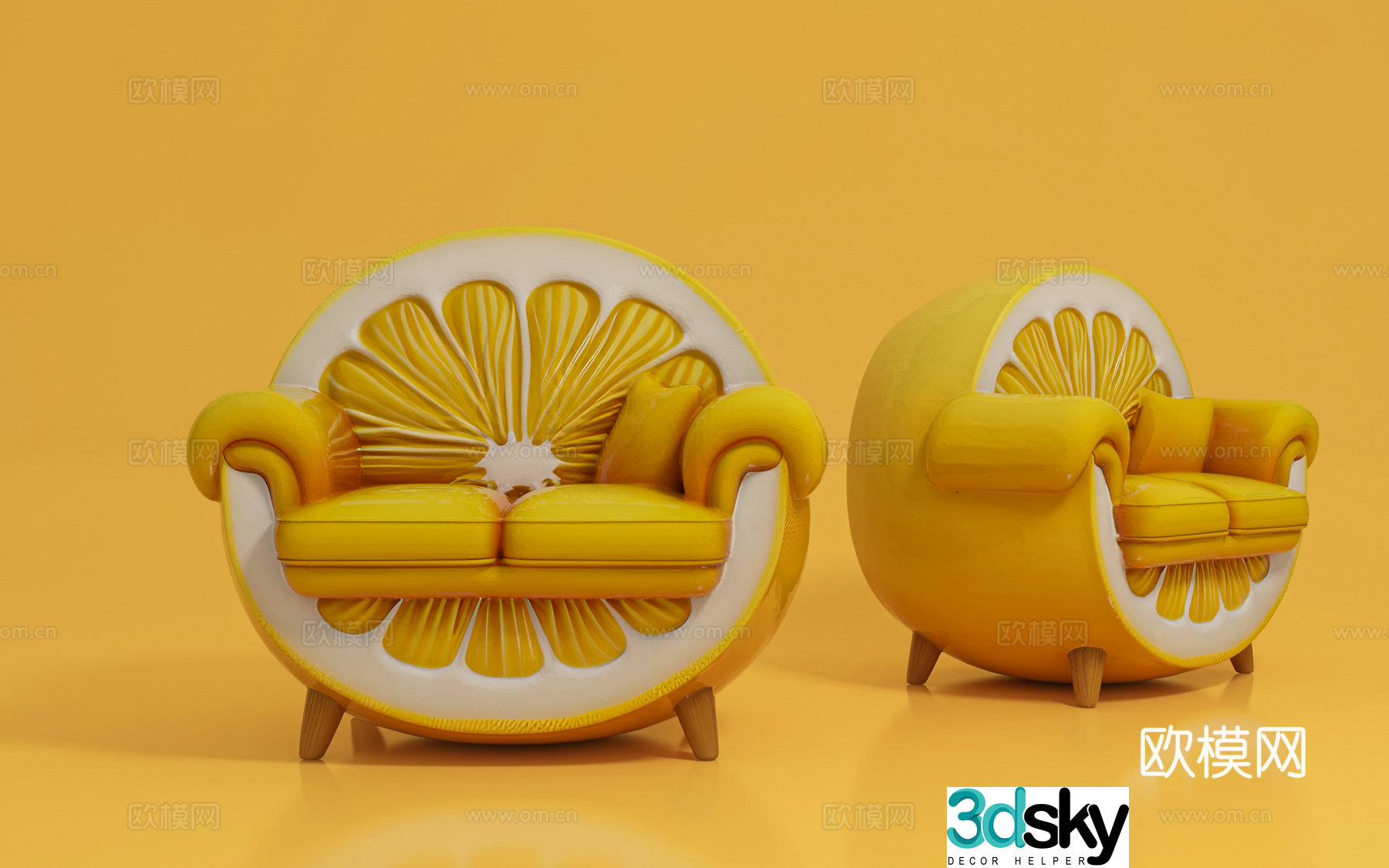 Orange sofa Fruit modeling Furniture Creative sofa Restaurant Club Business Chair 3d model