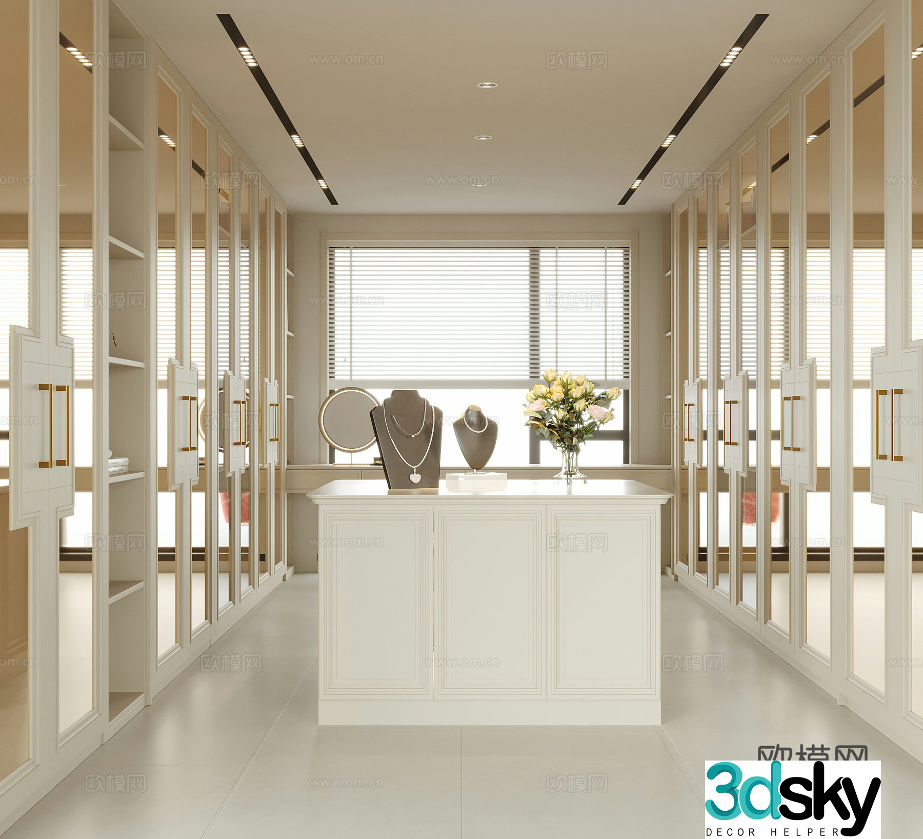 Modern island cloakroom wardrobe 3d model