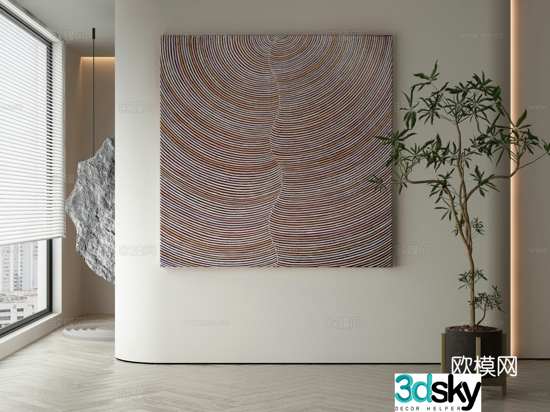 Modern Wasabi abstract hanging painting 3d model