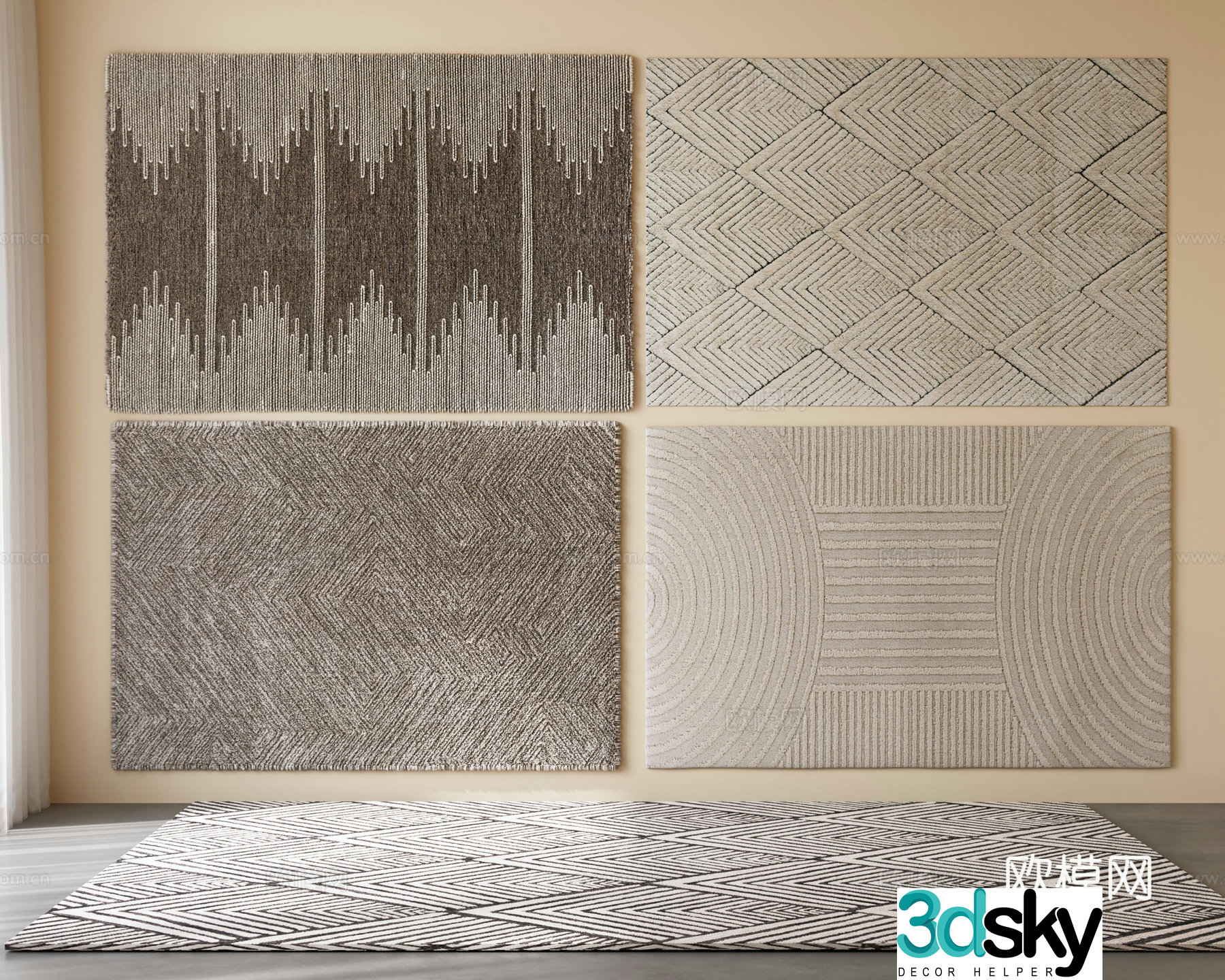Modern carpet grey carpet square carpet Italian carpet Living room carpet grey carpet 3d model