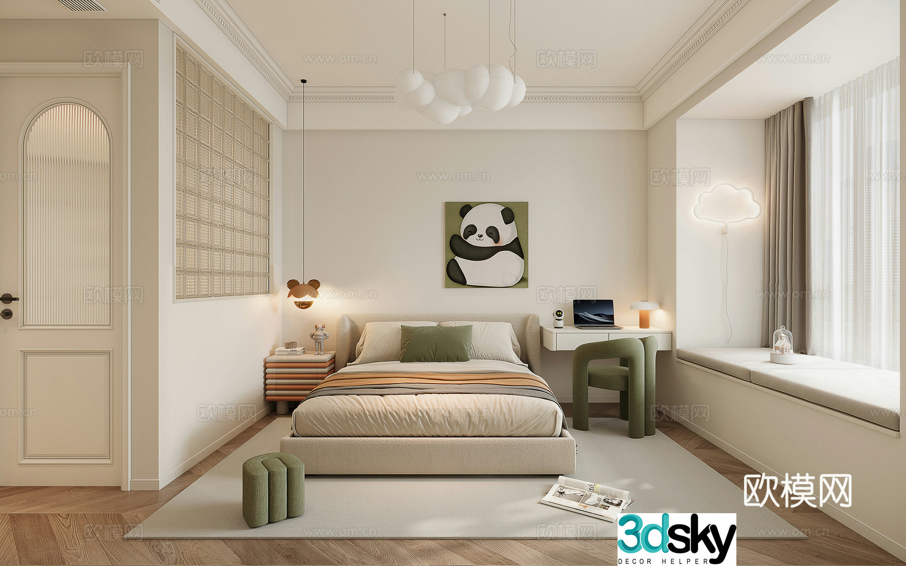 French creamy boy room 3d model