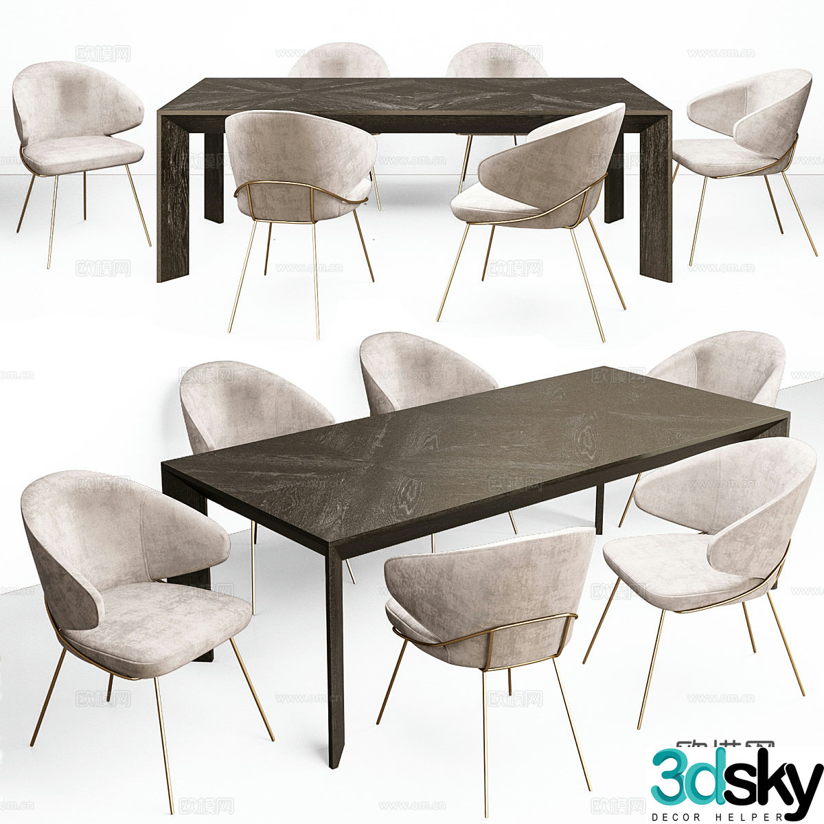 Dining table and dining chair 3d model