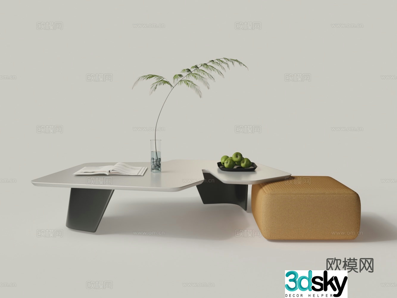 Modern fabric sofa 3D model