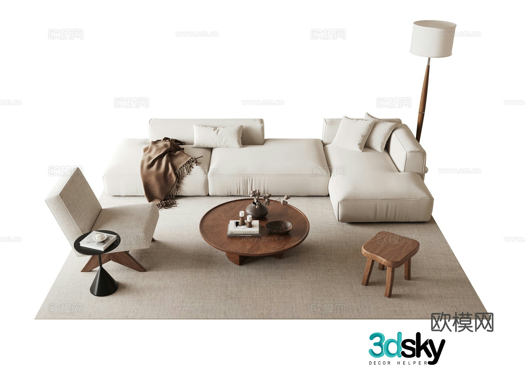Modern medieval sofa combination 3D model