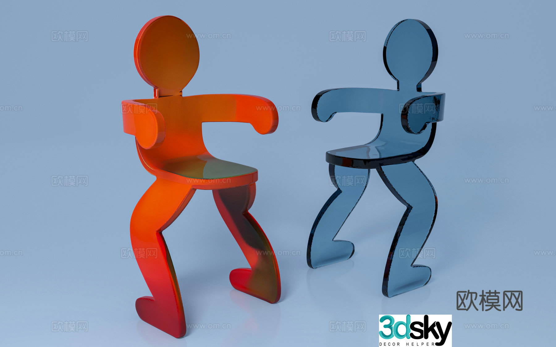 Creative chair plastic chair abstract personality humanoid chair furniture business ornament decorative 3d model