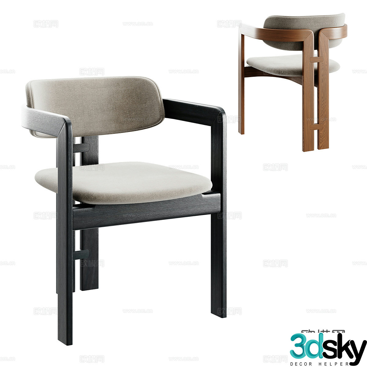 Modern single chair dining chair 3d model
