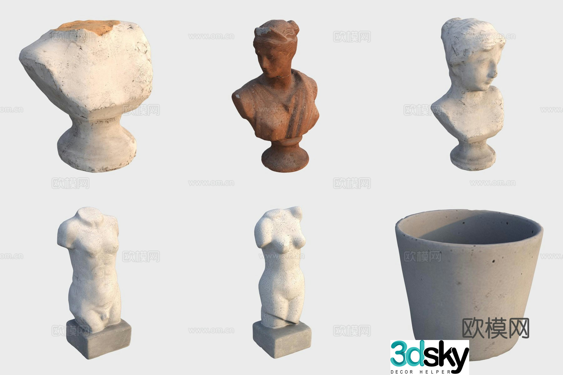 European classical stone sculpture clay sculpture gypsum sculpture pot pottery art 3D model