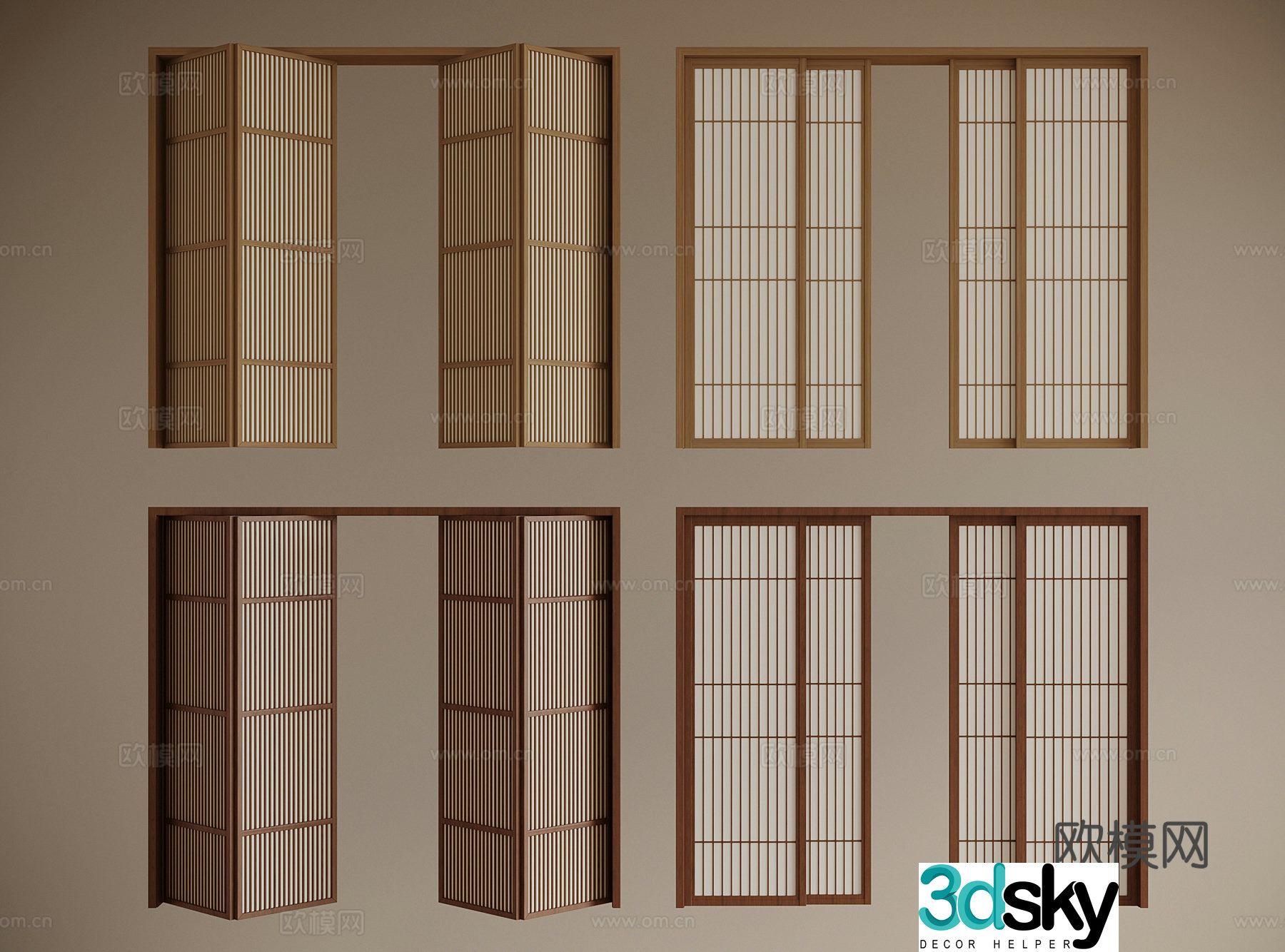 Middle style Middle style Folding door Sliding door 3D model
