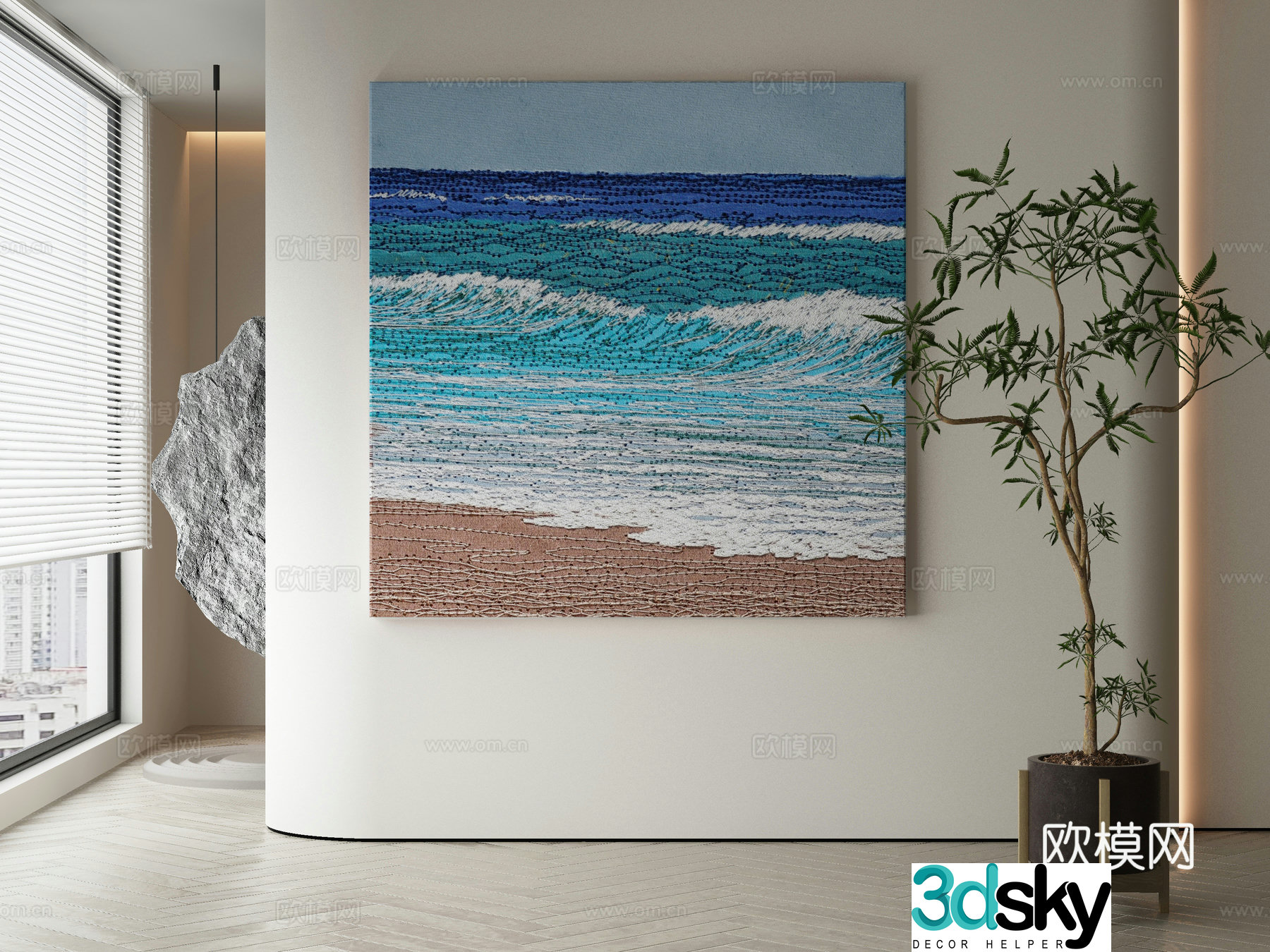 Modern Wasabi abstract hanging painting 3d model