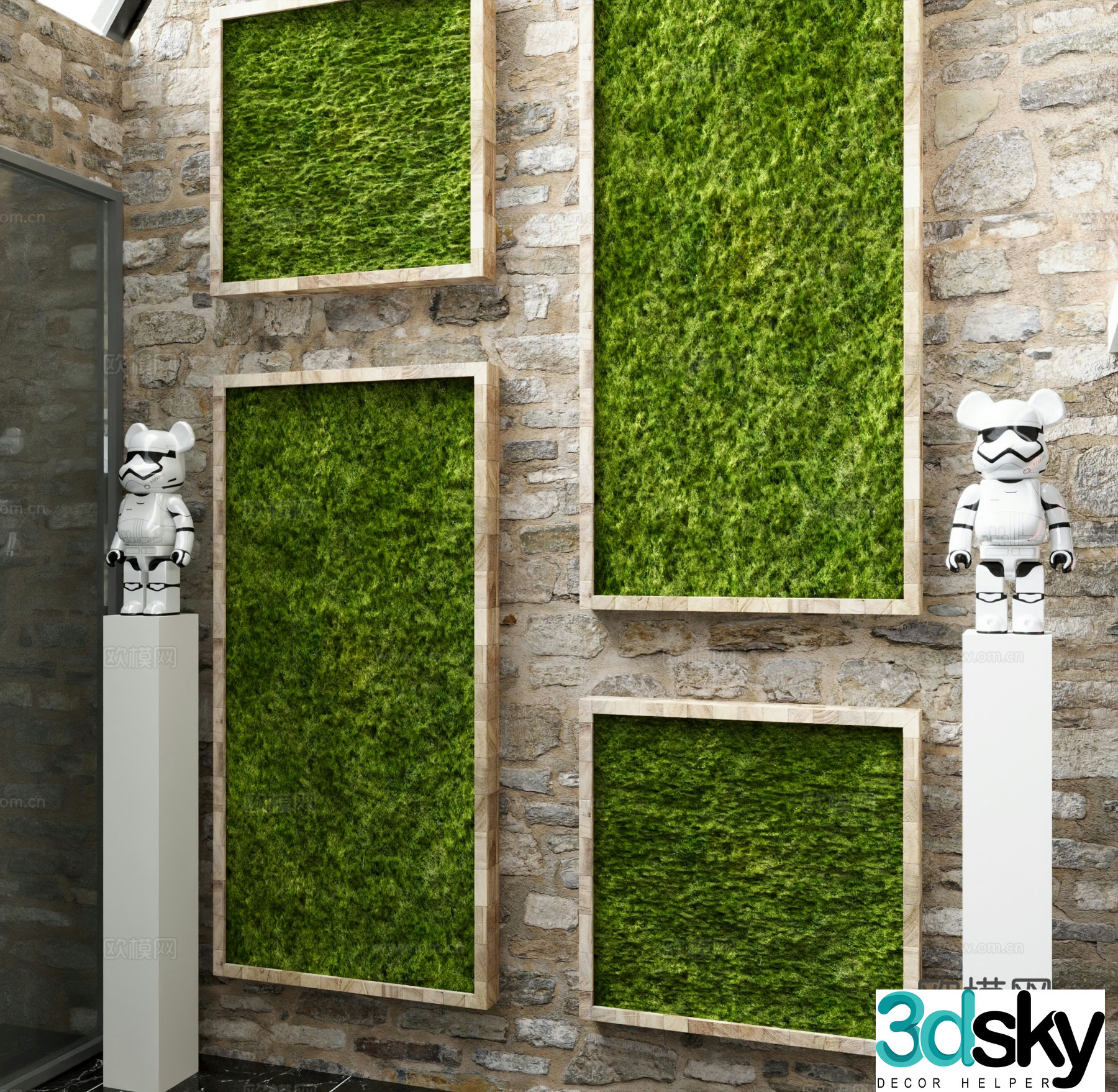 Green plant wall wall decoration decorative green plant 3d model