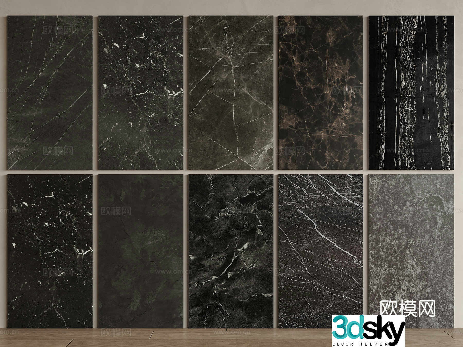 Modern marble background wall black stone black rock slab black marble ceramic tile rock slab 3d model