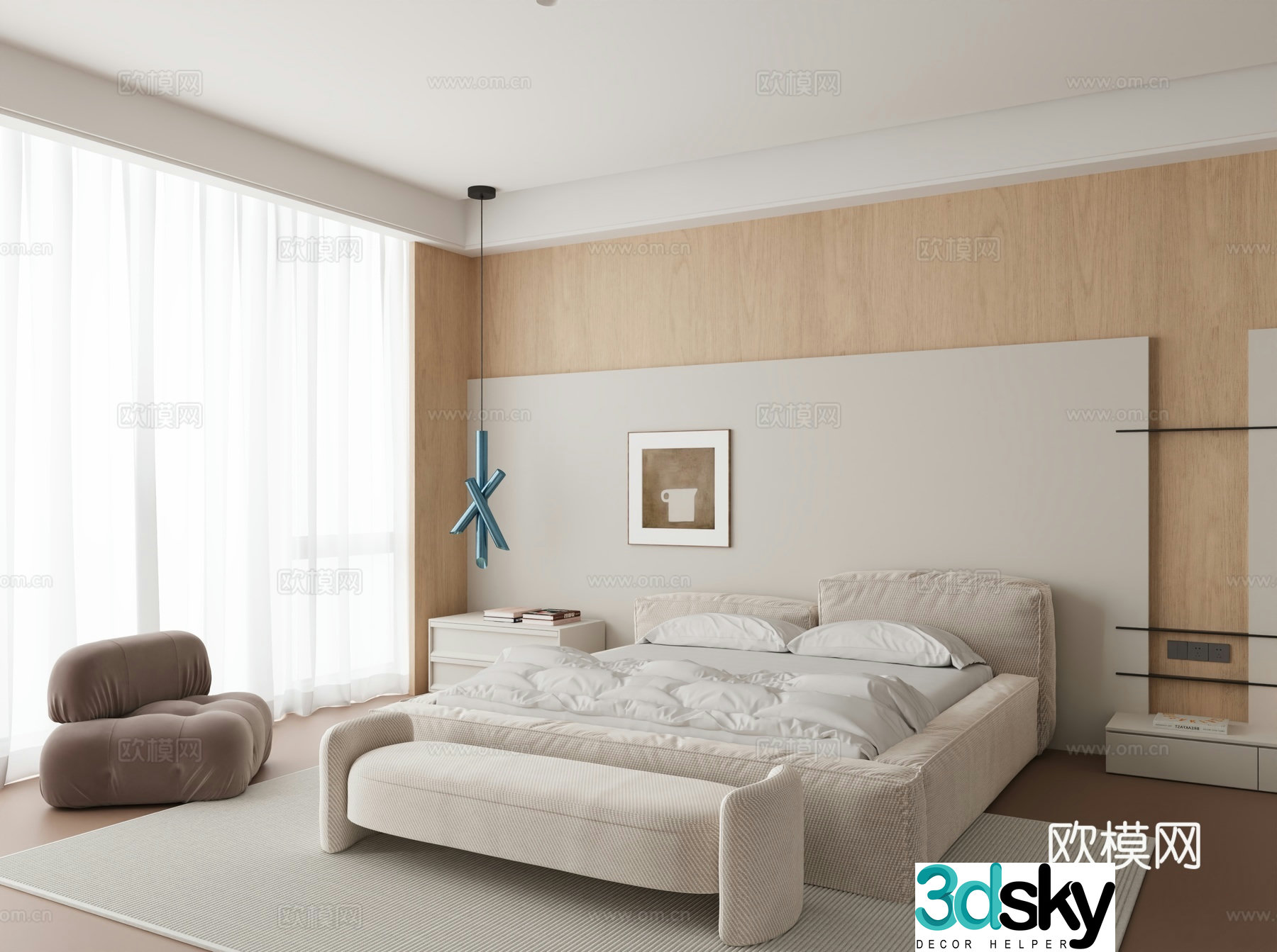 Minimalist cream home bedroom master light bedroom master bedroom second bedroom advanced gray bedroom log bedroom 3D model