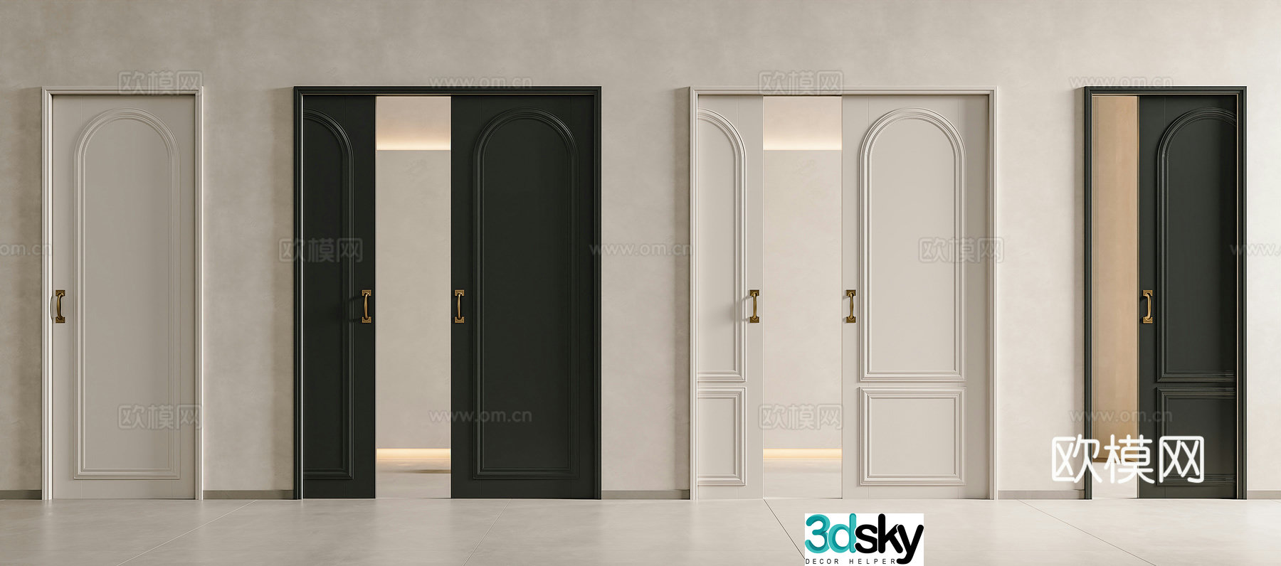 French sliding door French solid wood sliding door French pocket door Room door Ghost door Hanging rail sliding door 3D model