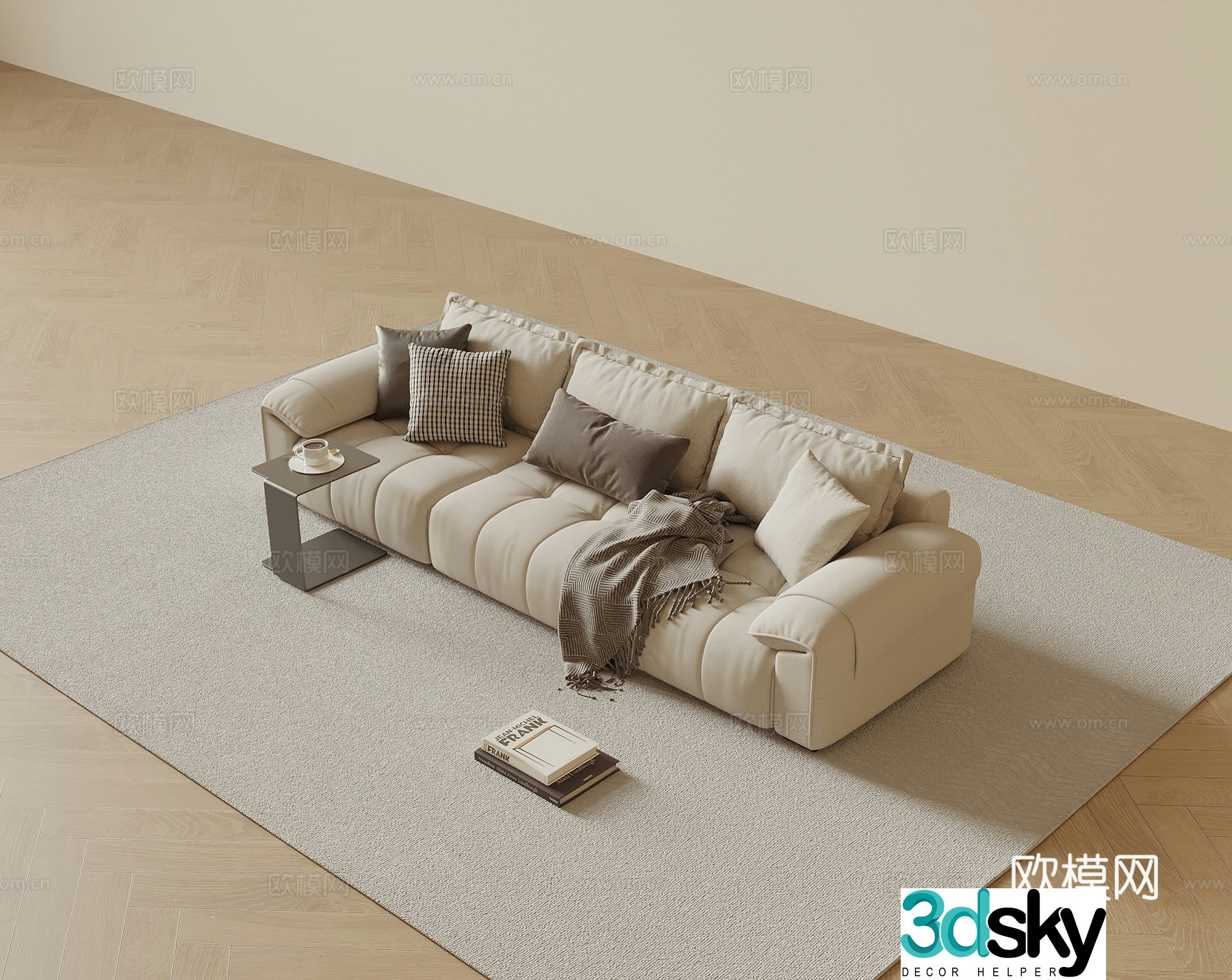 Modern three-person sofa 3d model