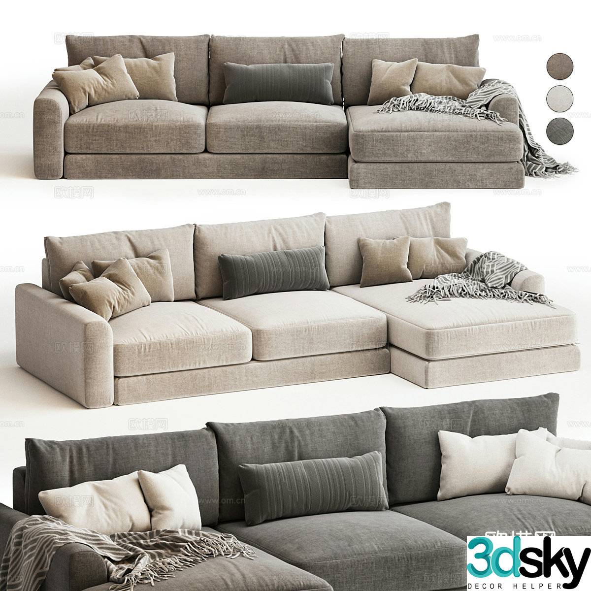 Modern Italian fabric corner sofa 3D model