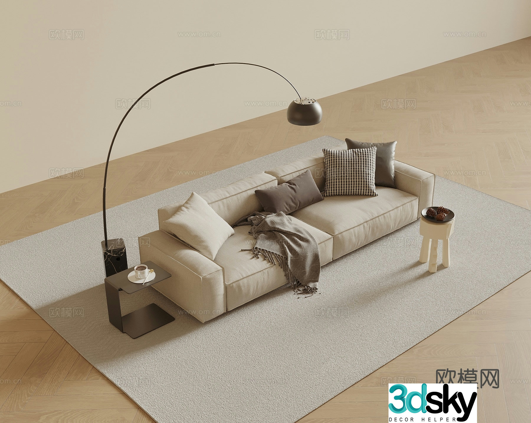 Modern double sofa 3d model