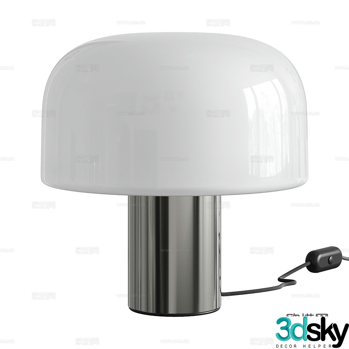 Modern Italian minimalist Flos Bellhop glass table lamp 3d model