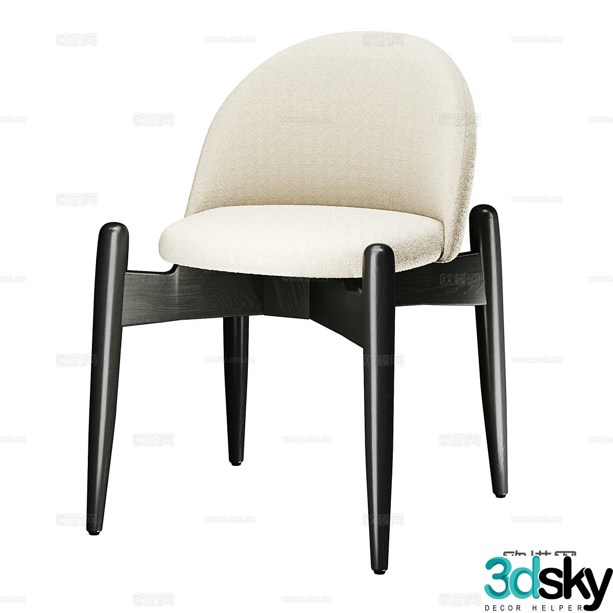Modern single chair dining chair 3d model