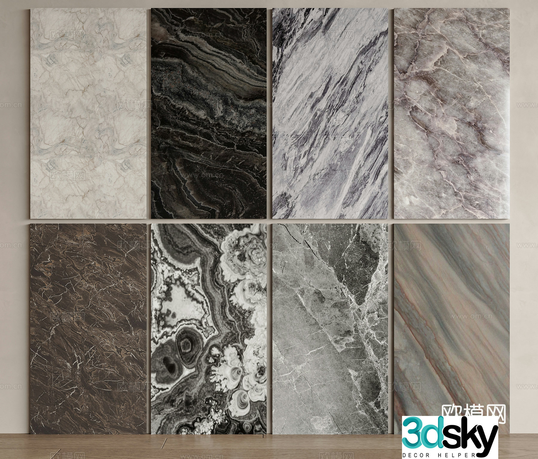 Modern marble background wall stone rock slab marble ceramic tile rock slab background wall dark 3d model