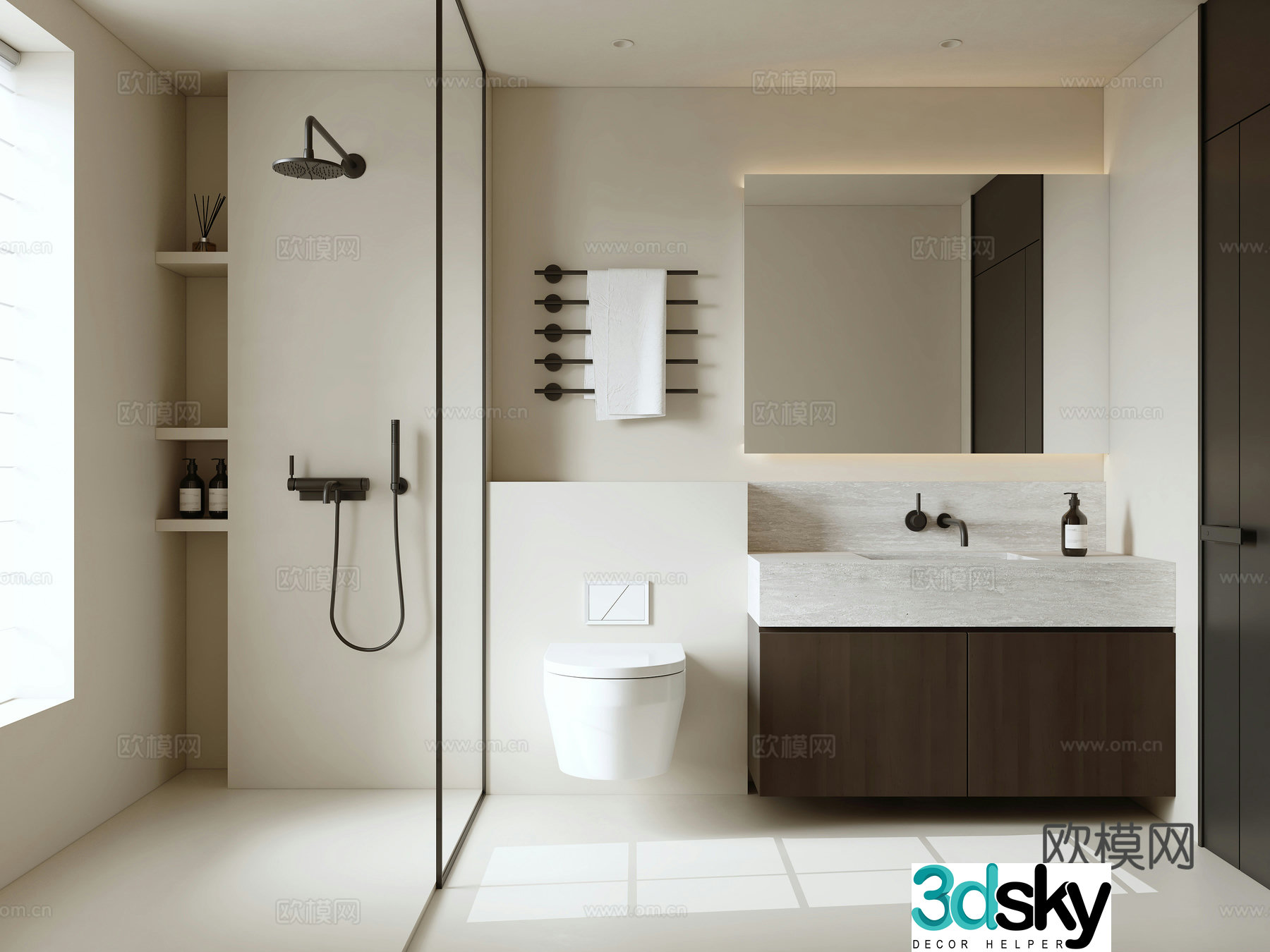 Modern minimalist bathroom 3d model