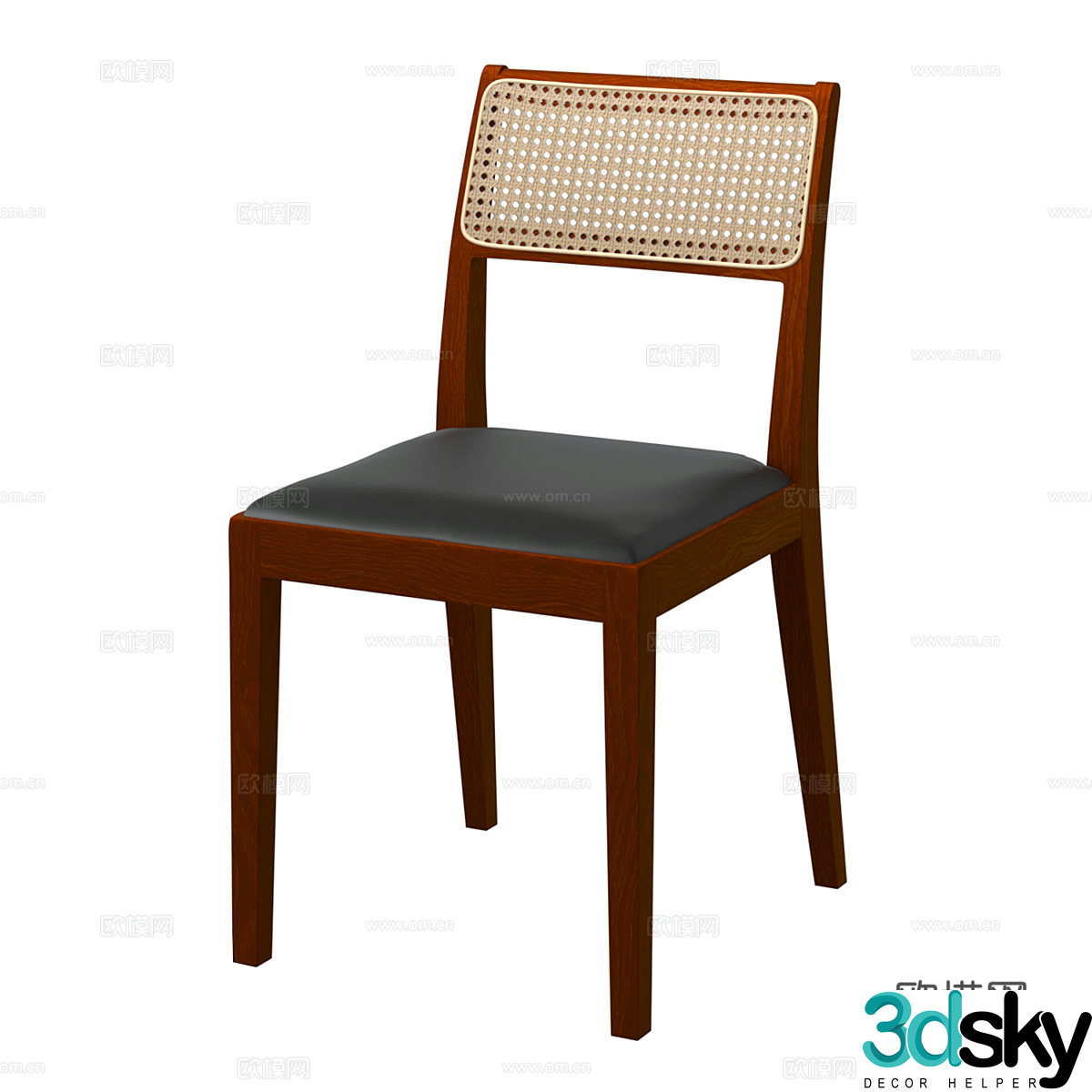 Nordic simple chair rattan chair casual chair stool 3d model