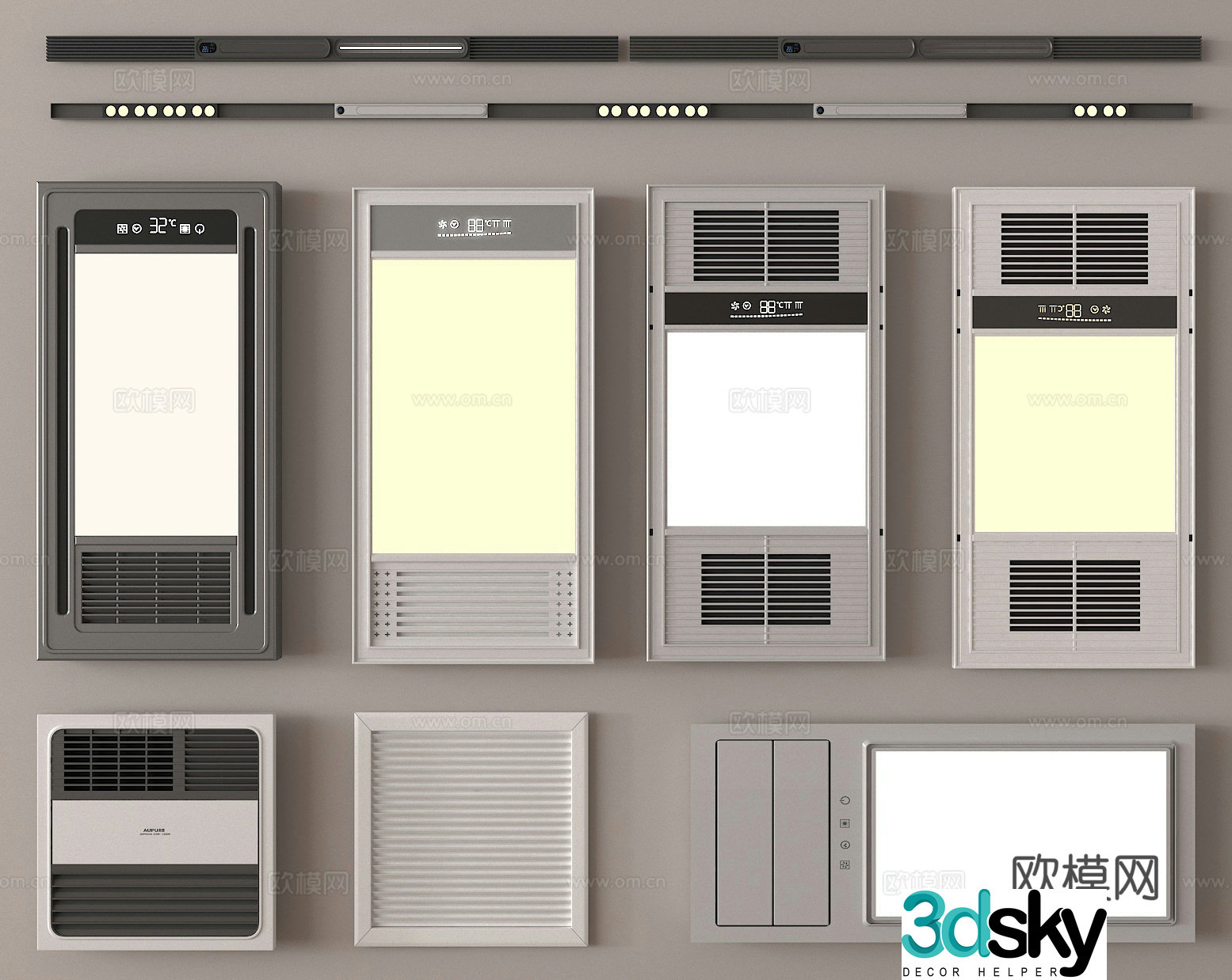 Integrated bathroom heater linear bathroom heater air heater 3D model