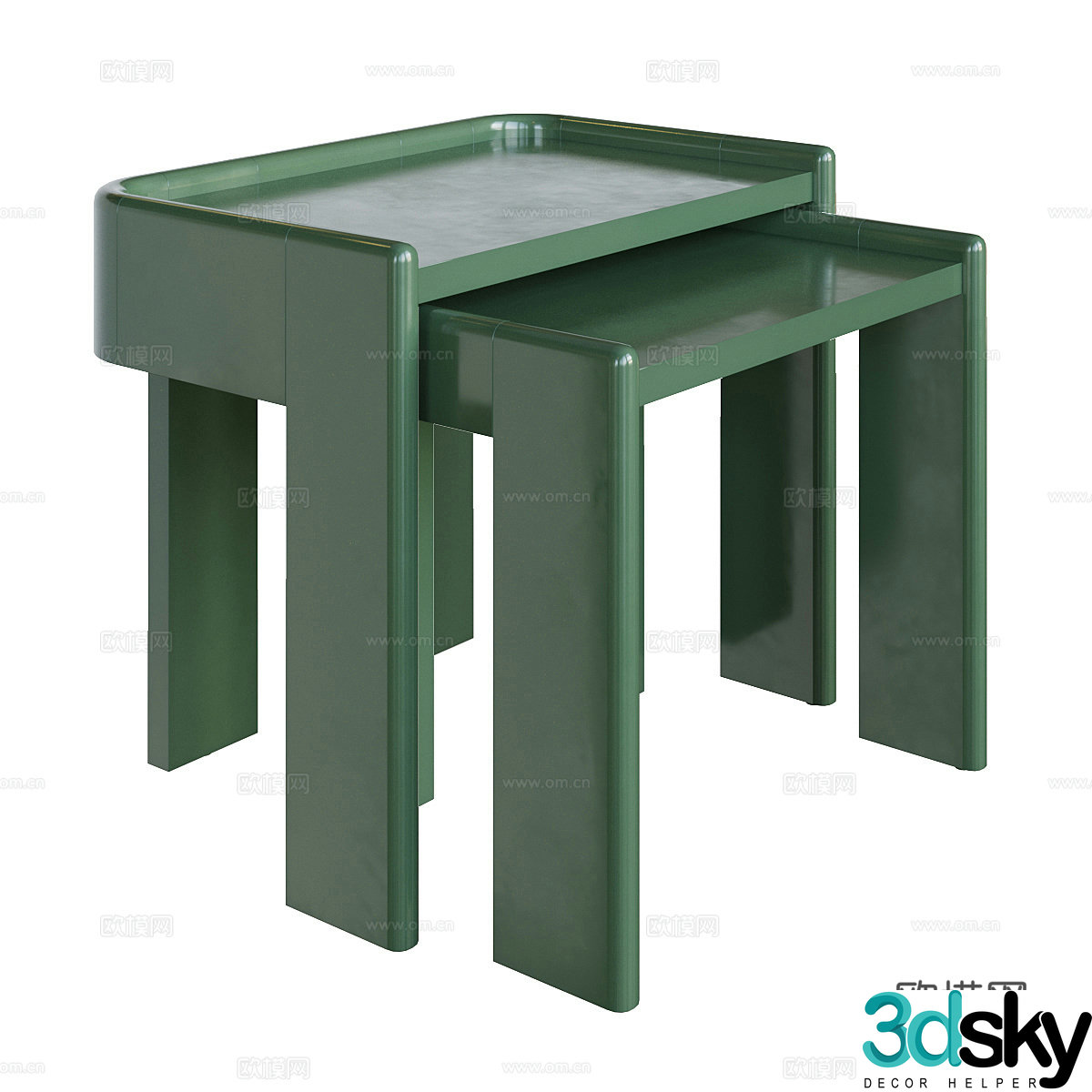 West Elm Rylee Nested Bedside Table 3D Model