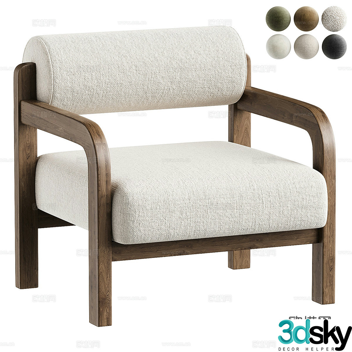 New Chinese style leisure chair armchair 3d model