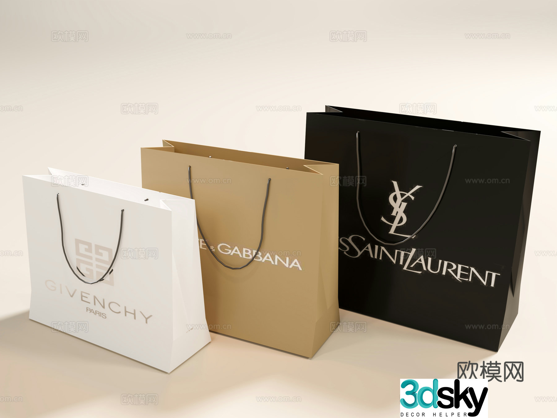 Modern bag handbag packaging bag shopping bag bag cloth bag light luxury bag 3d model