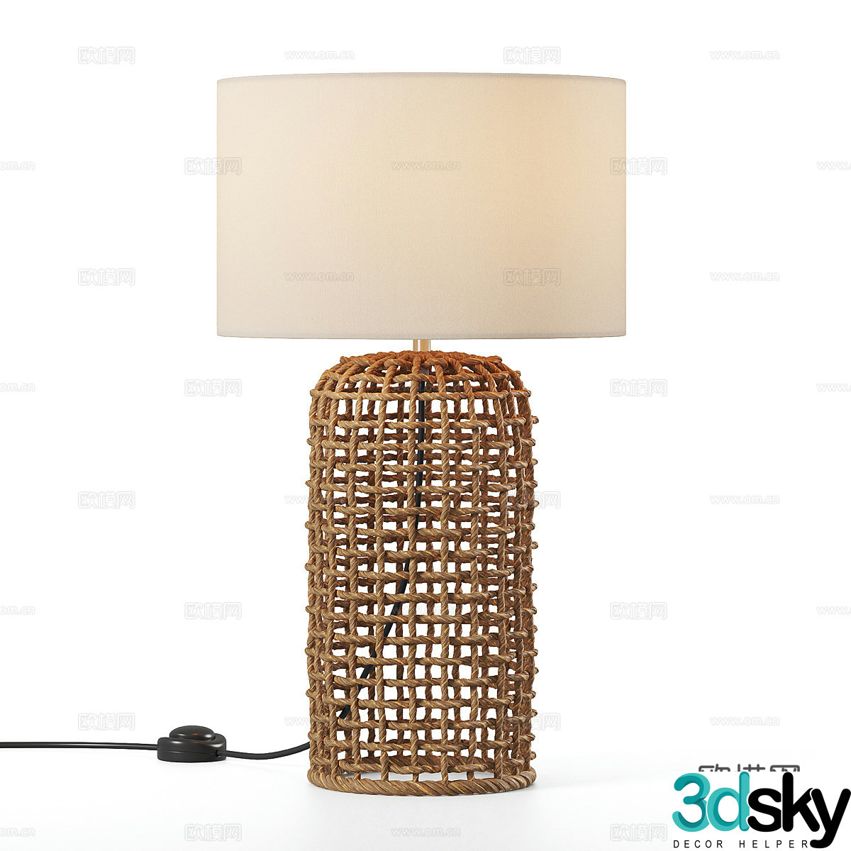 New Chinese style Wasabi Lea rattan desk lamp 3D model