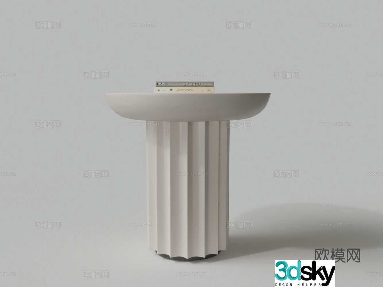 Modern solid wood living room mushroom shape side round corner corner 3D model