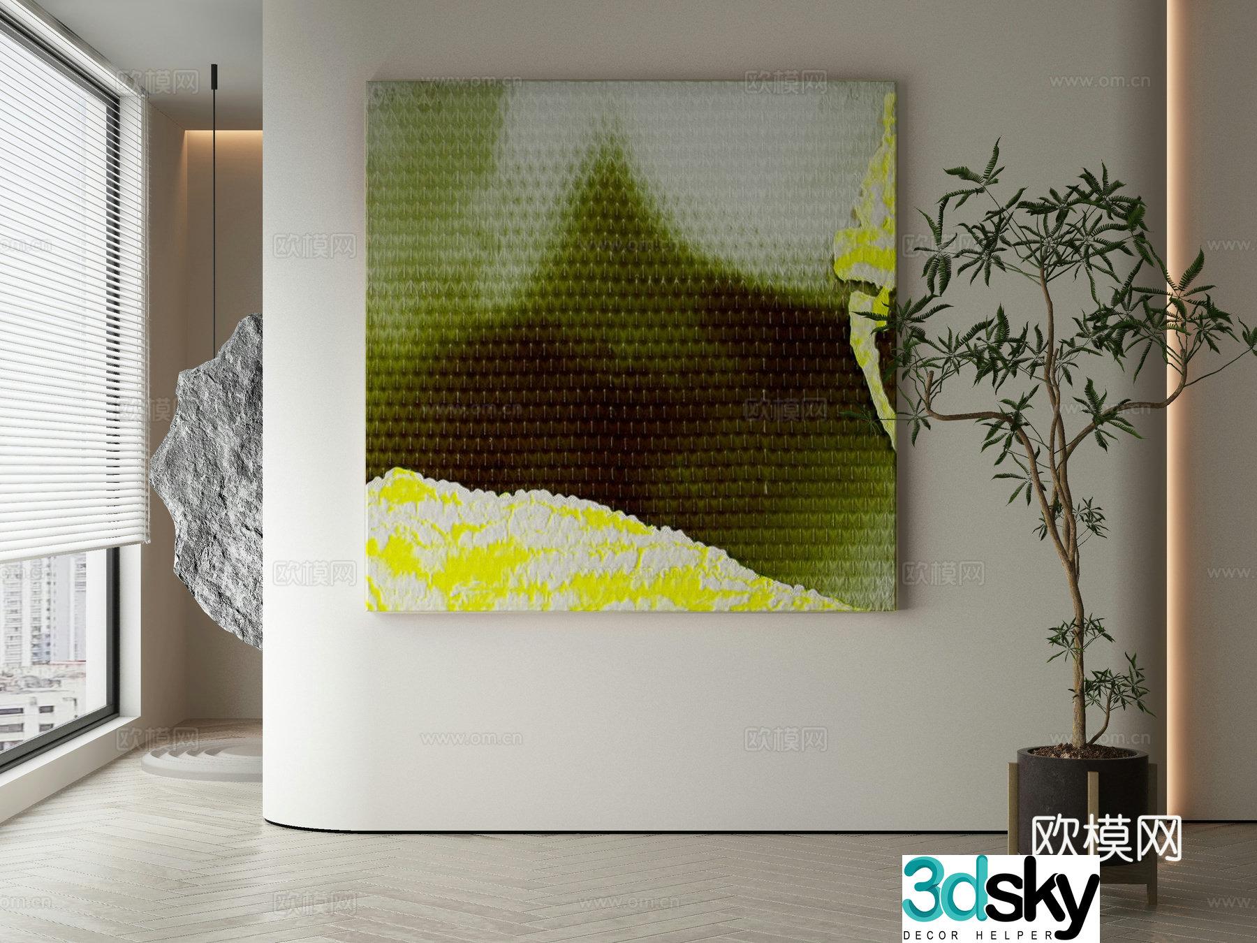 Modern Wasabi abstract hanging painting 3d model