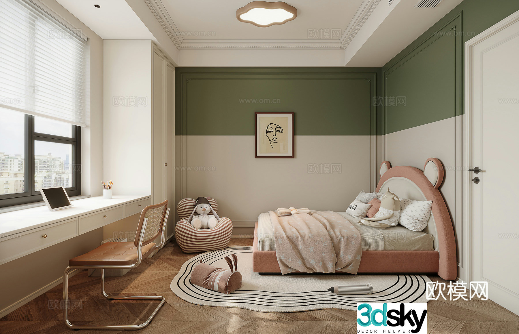 French creamy girl room 3d model
