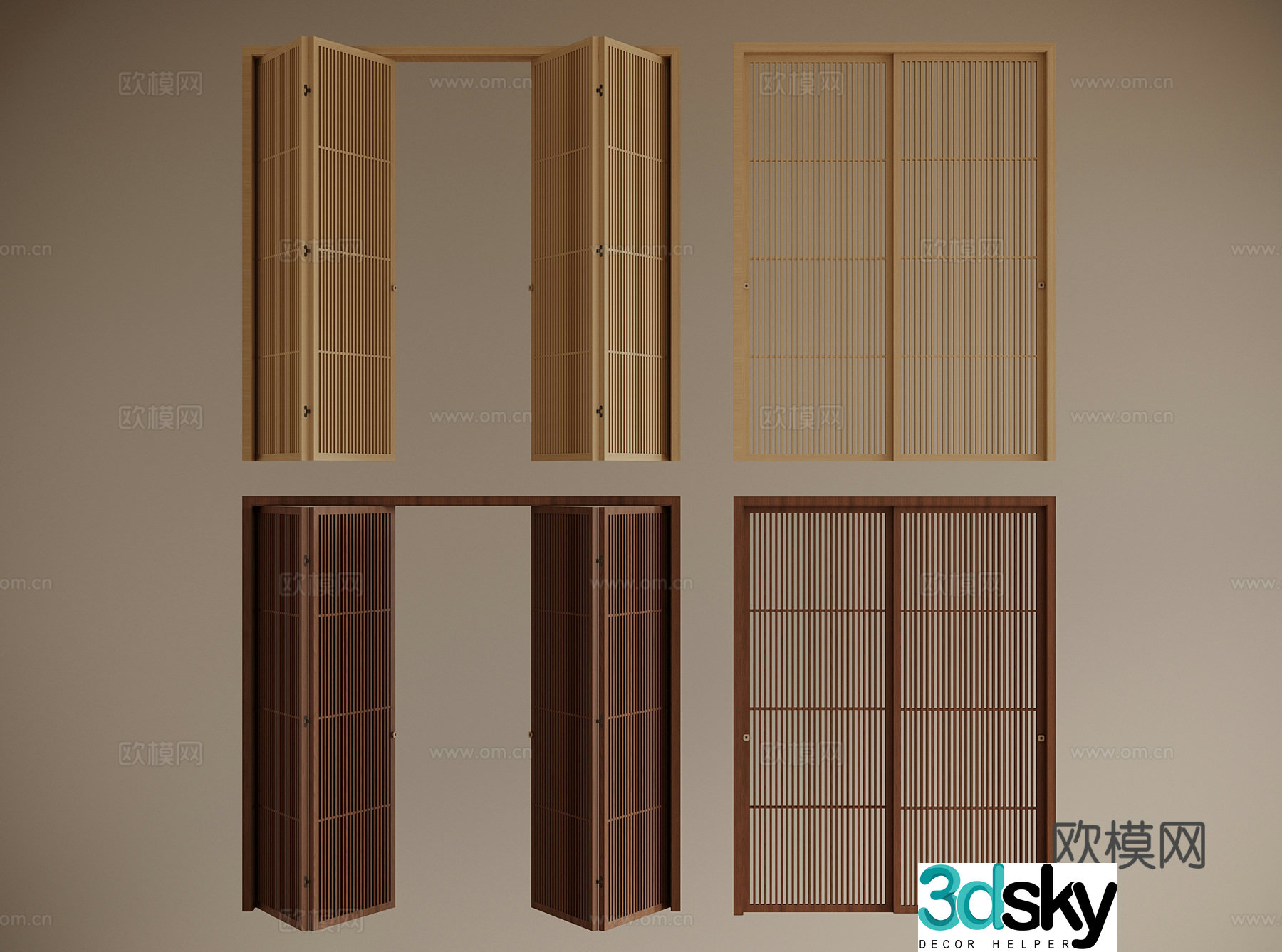 Middle style Middle style Folding door Sliding door 3D model