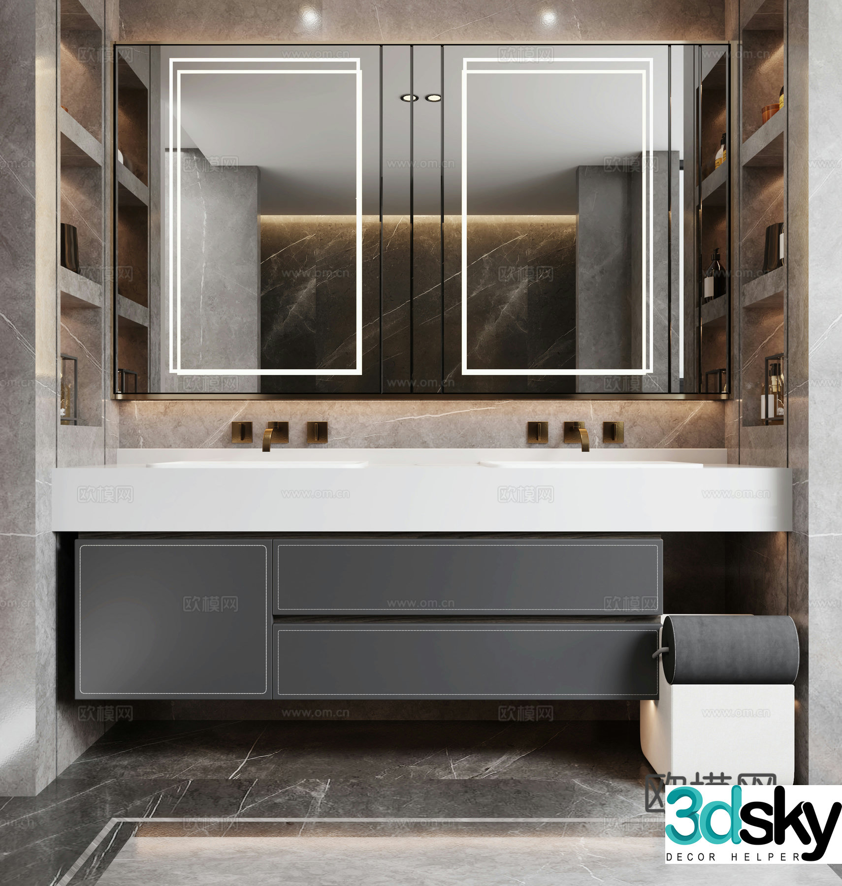 Modern bathroom combination 3D model