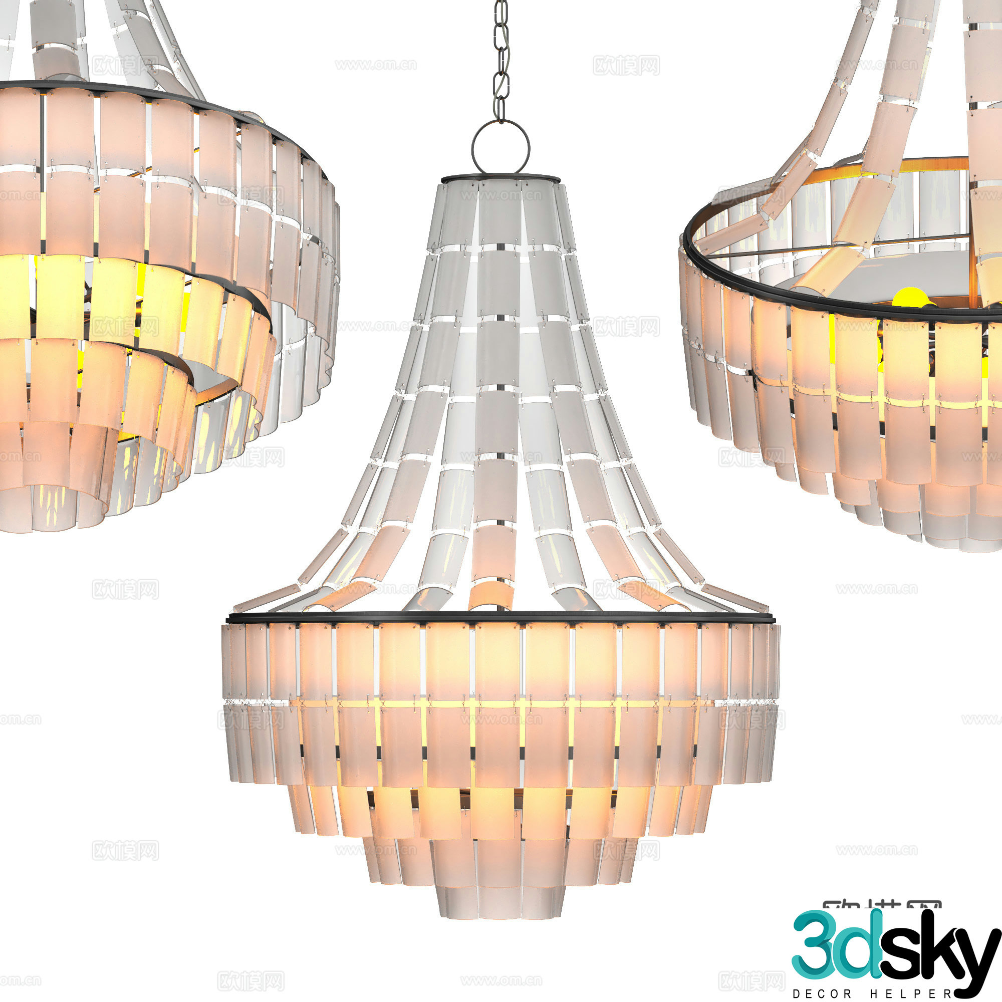 New Chinese style light luxury Vintner white chandelier 3D model
