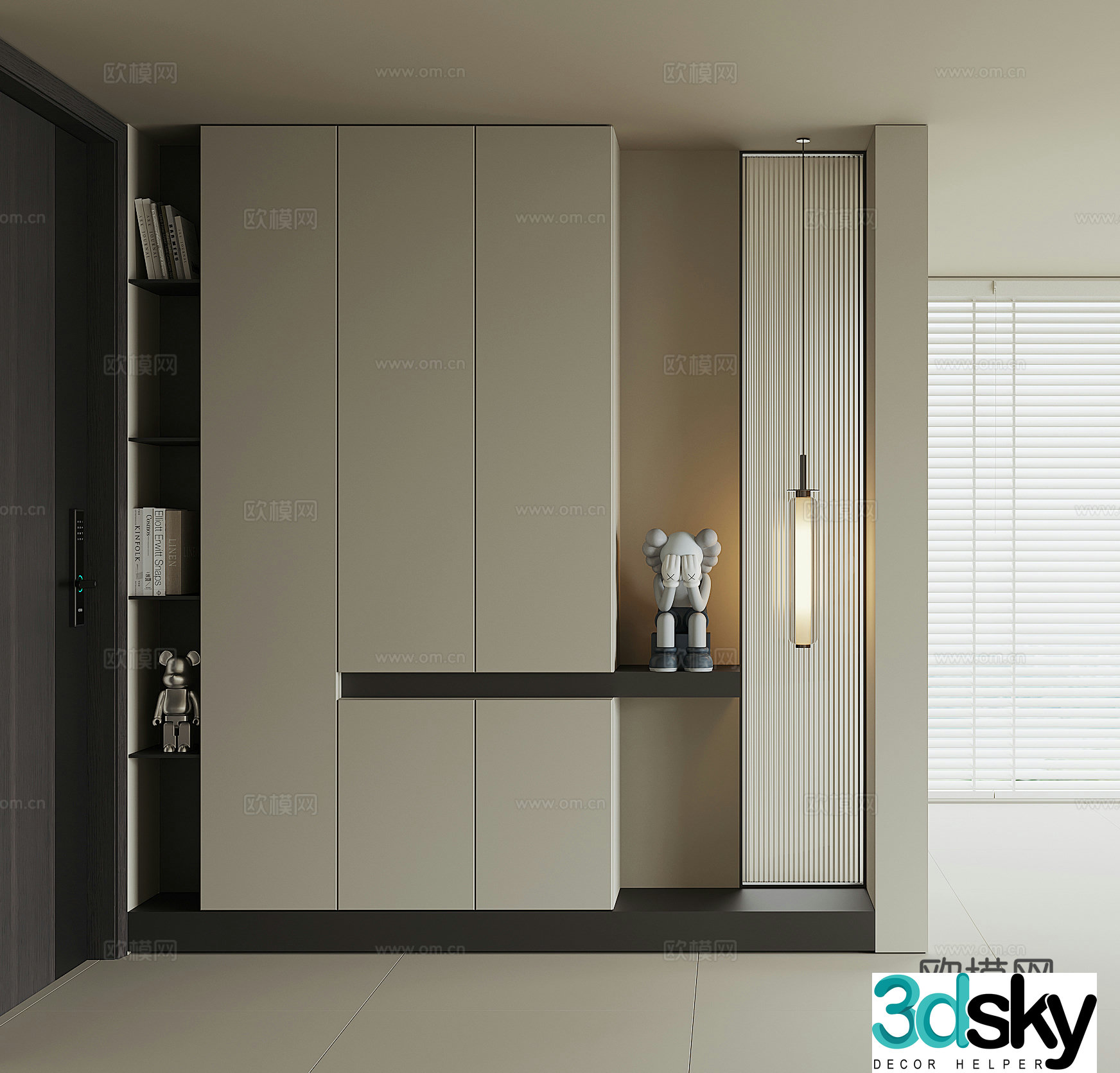 Modern home entrance shoe cabinet 3D model