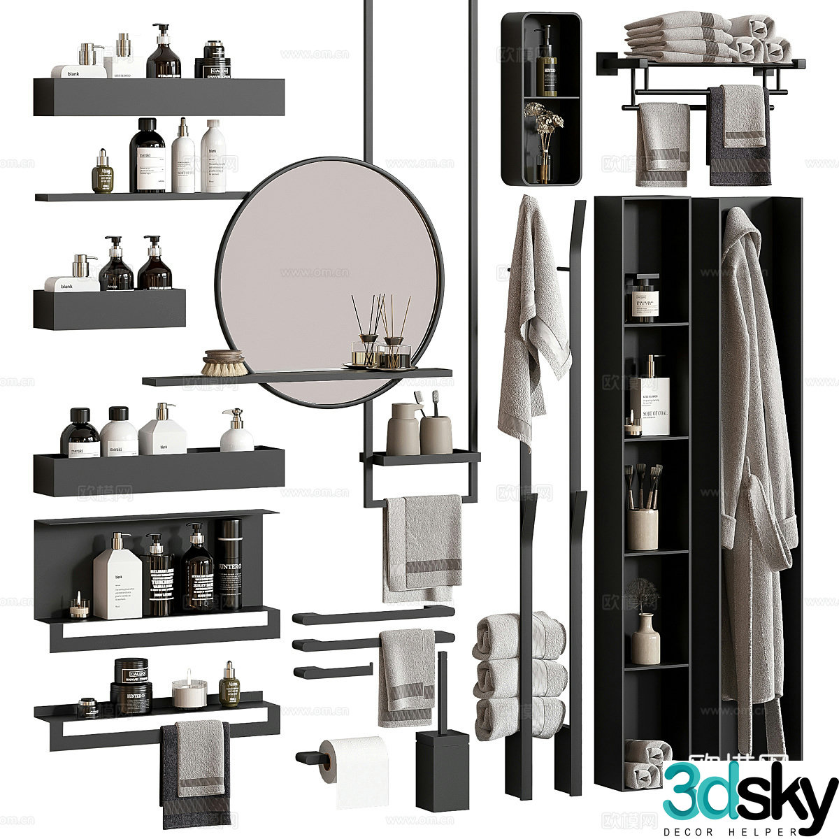 Bathroom toiletries set 3d model