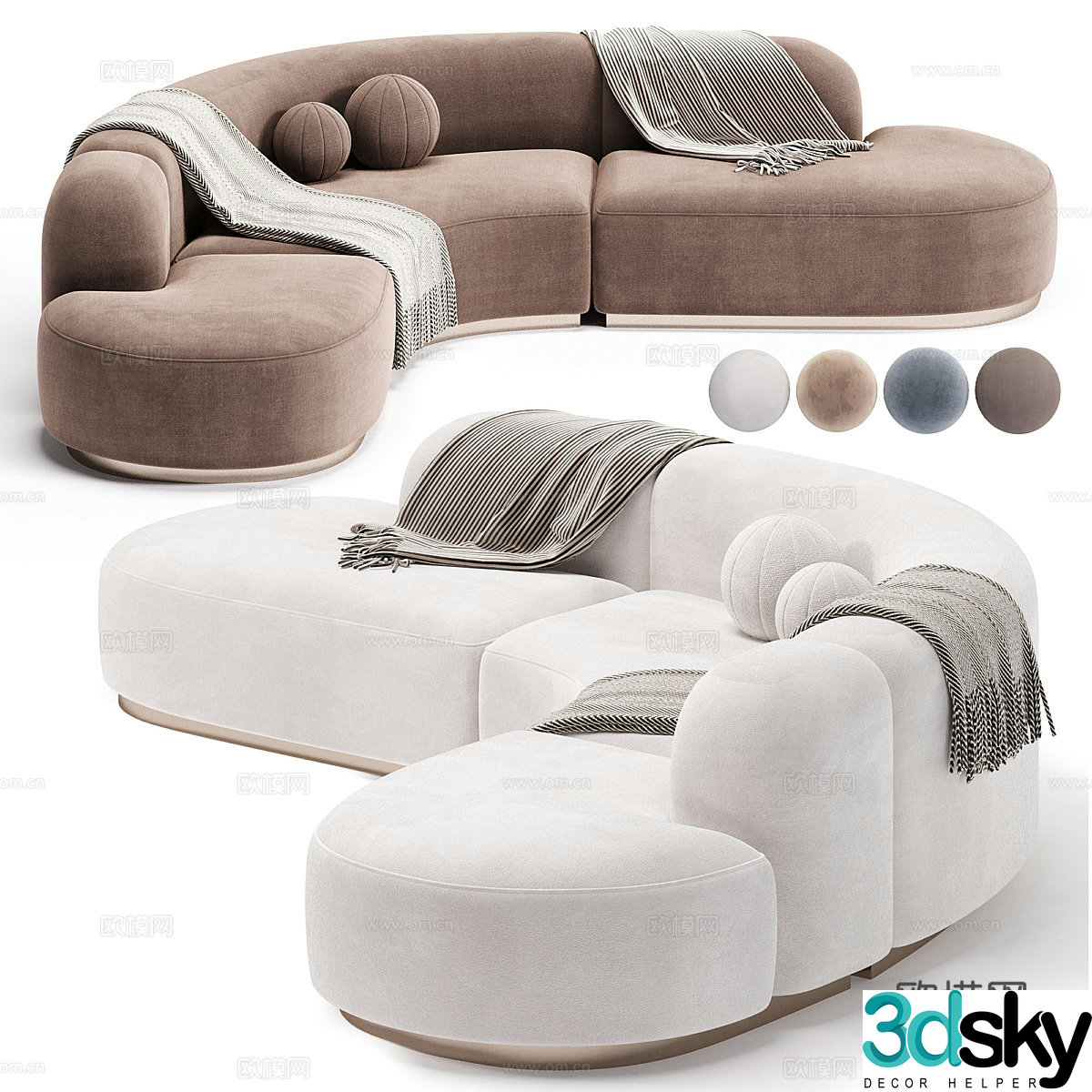 Modern Italian Eichholtz casual sofa 3d model