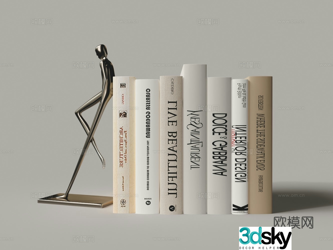 Modern bronze man book clip book ornament 3d model