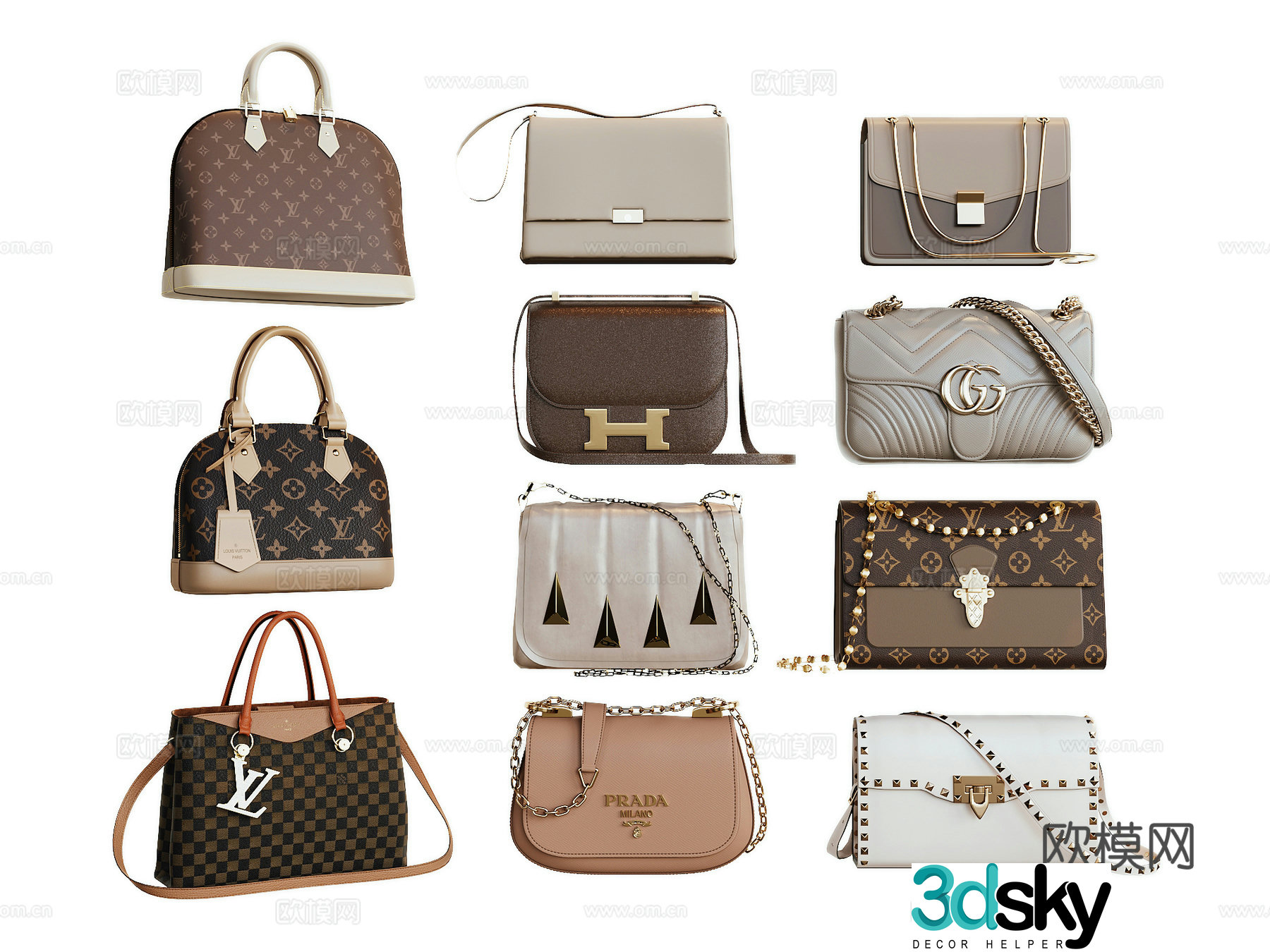 Modern handbag shoulder bag 3d model