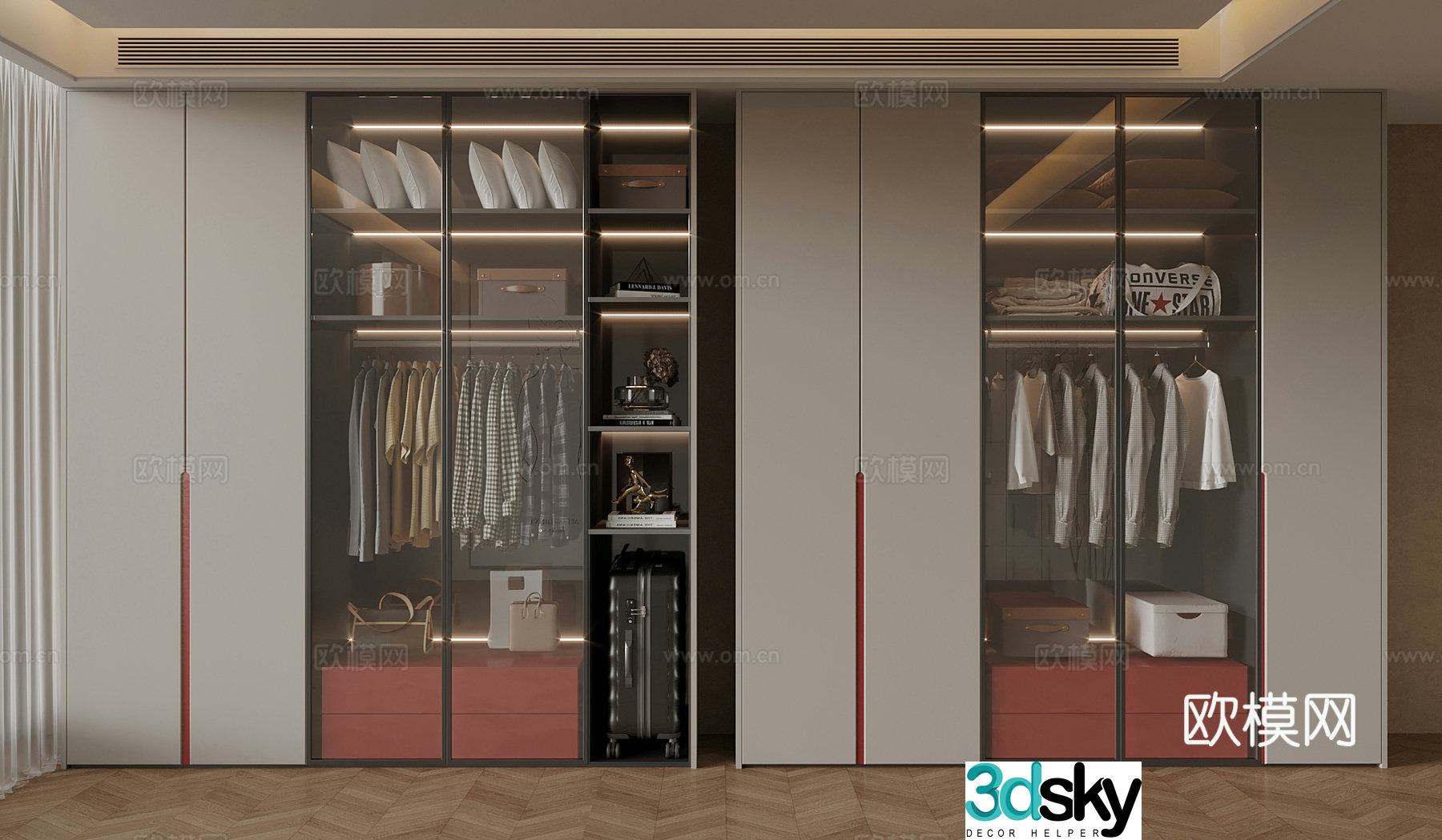 French Wasabi Wardrobe Master bedroom wardrobe Bedroom wardrobe Glass wardrobe Customized wardrobe 3D model
