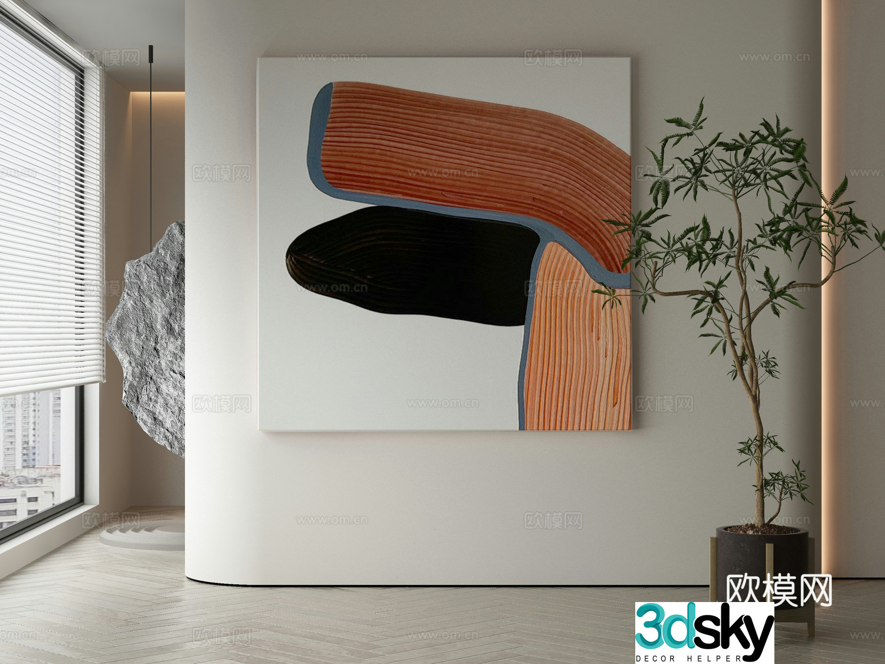 Modern Wasabi abstract hanging painting 3d model