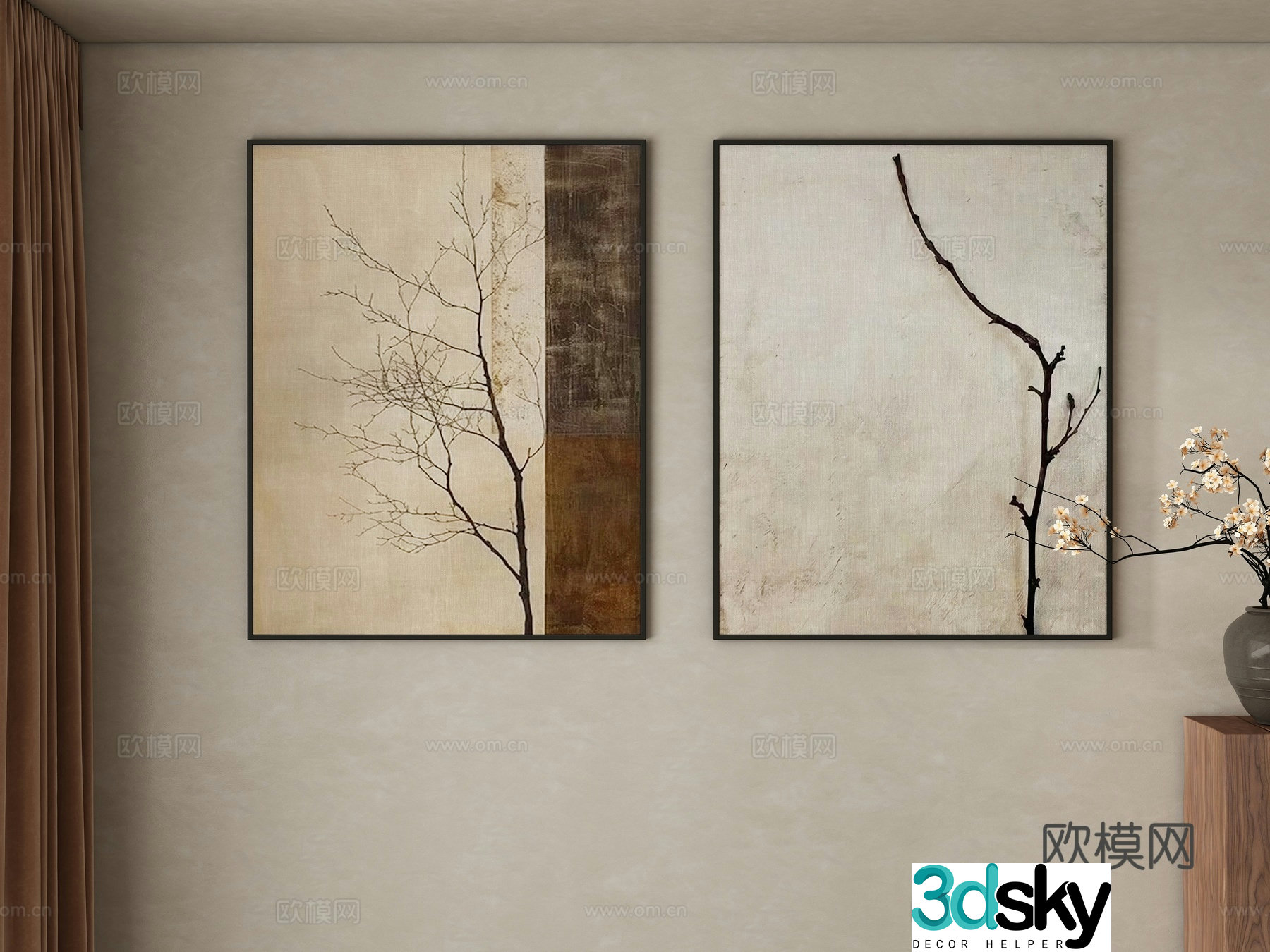 Middle-aged abstract hanging paintings decorative paintings 3d model