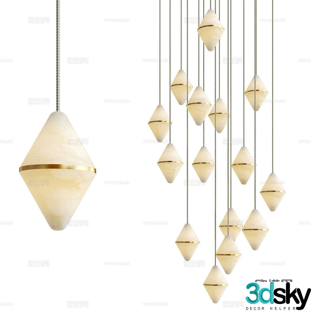 New Chinese style light luxury decorative chandelier 3D model