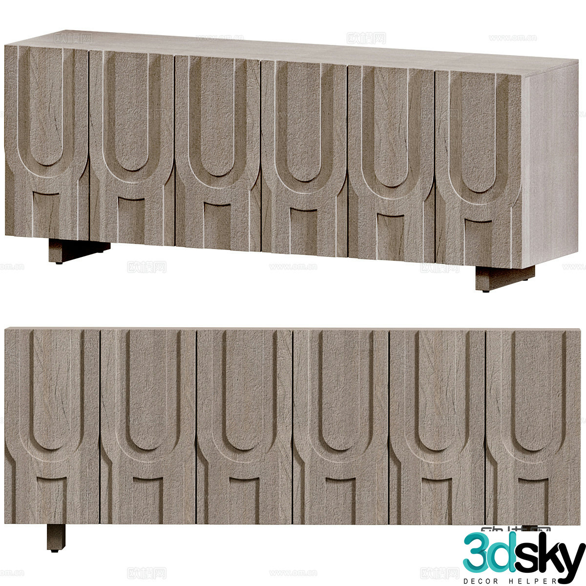 Camila Ash Wood Media Console 3d Model