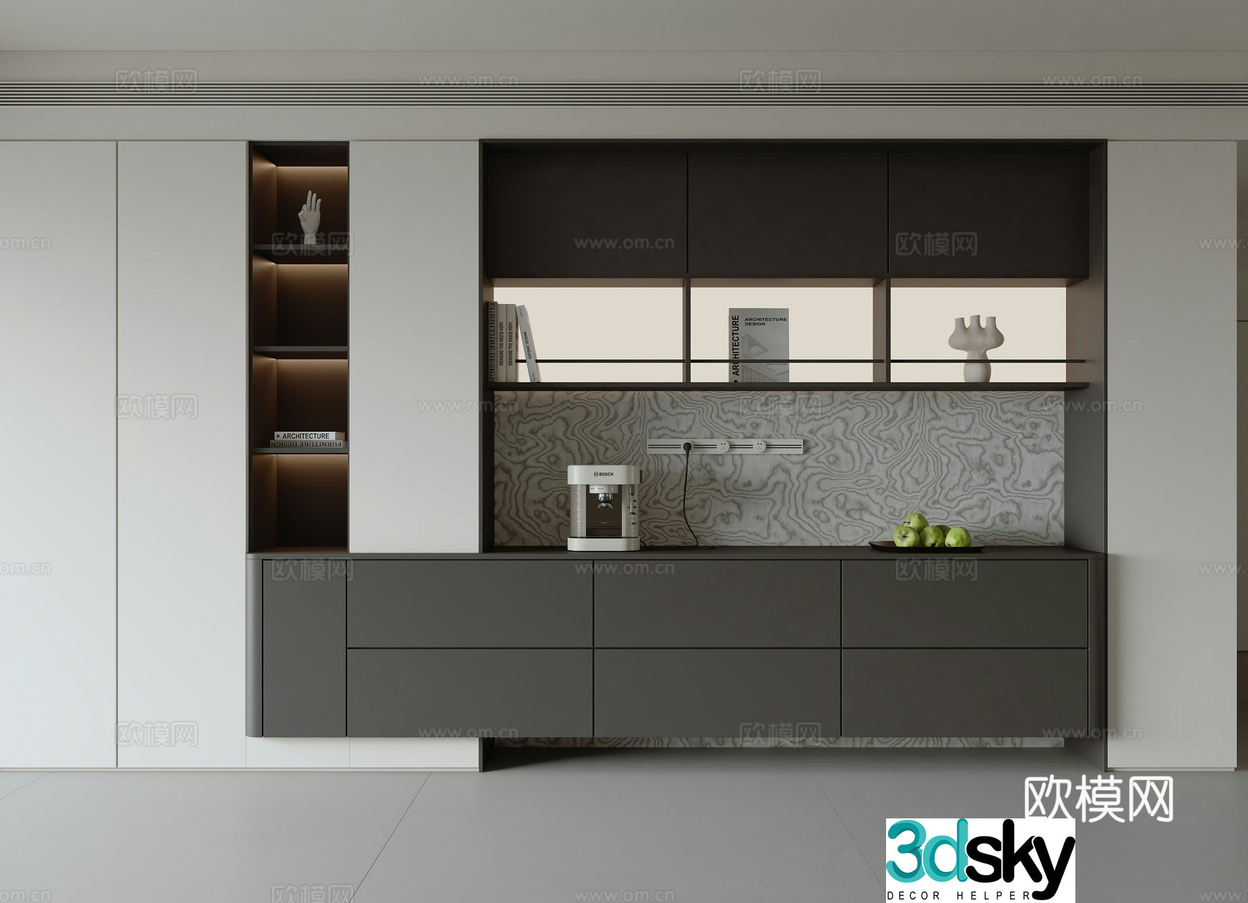 Modern bookcase 3d model