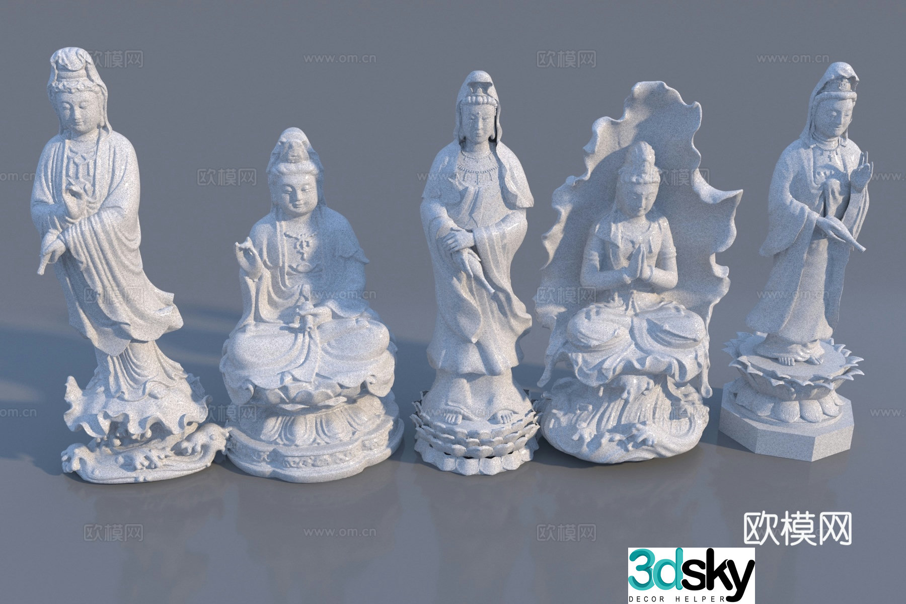 Modern Guanyin Buddha statue sculpture 3d model