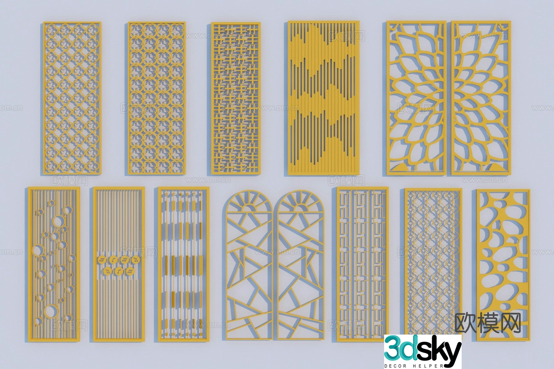 Modern metal screen partition 3d model