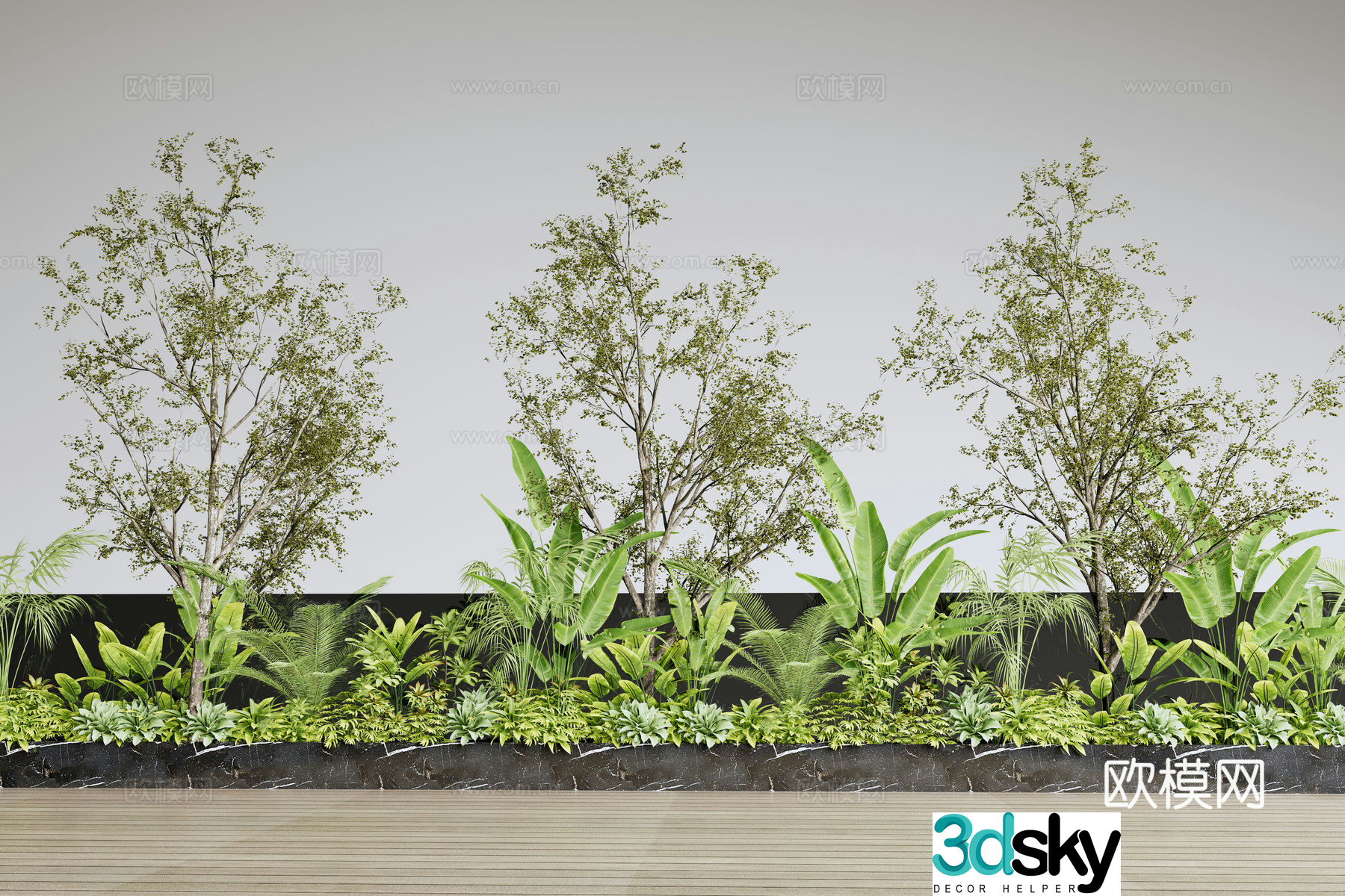 Green plant wall modern plant combination modern outdoor green plant flowers mobile flower box plant landscaping green 3d model